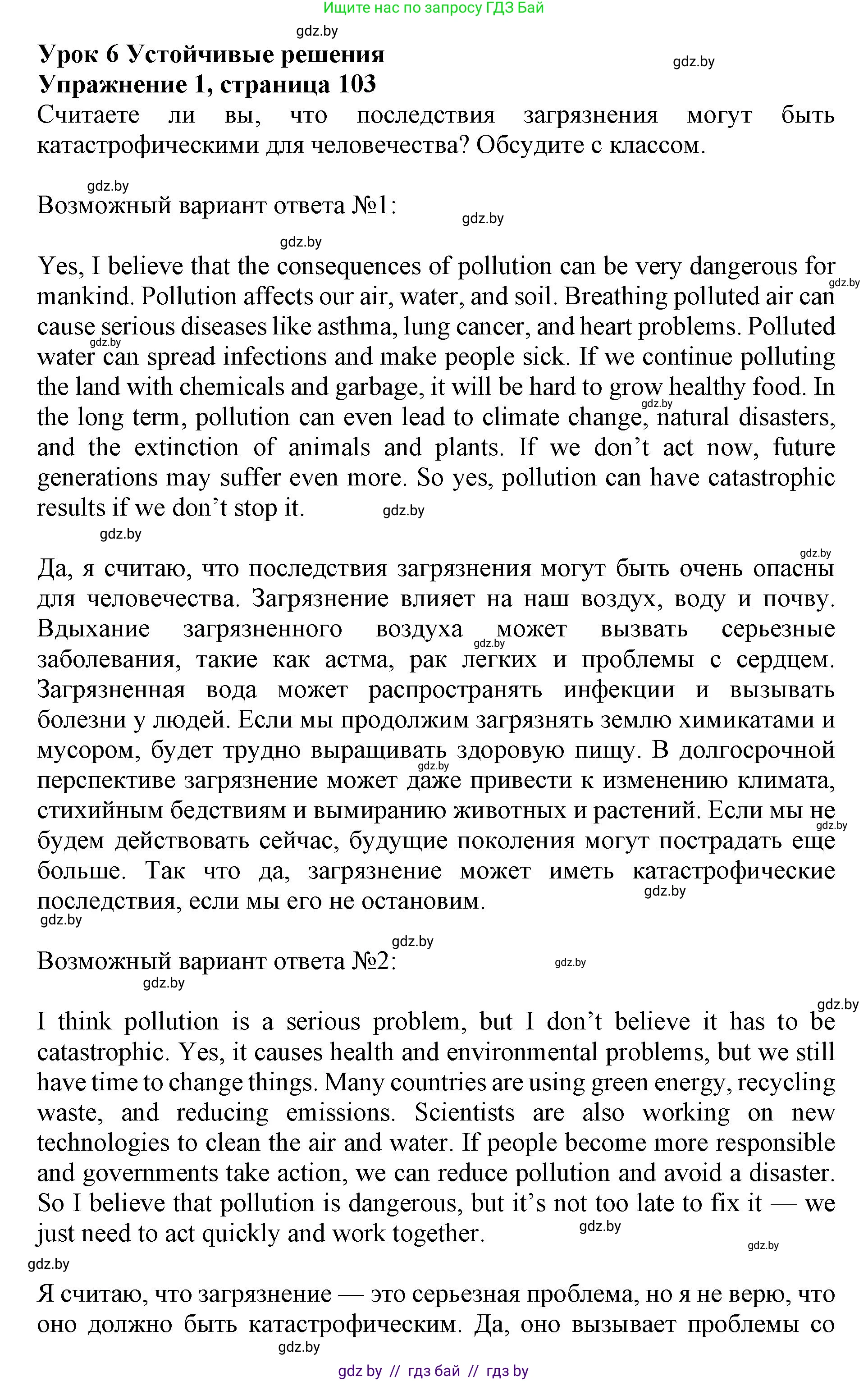 Английский язык (english), 11 класс Учебник (Student's book), авторы: Демченко Наталья Валентиновна, Бушуева Эдите Владиславовна, Севрюкова Татьяна Юрьевна, Лапицкая Людмила Михайловна (Lapitskaya Ludmila), Романчук Вероника Романовна, издательство Вышэйшая школа, Минск, 2022, розового цвета, Часть ( Part) 1, страница 103, номер 1, Решение 1