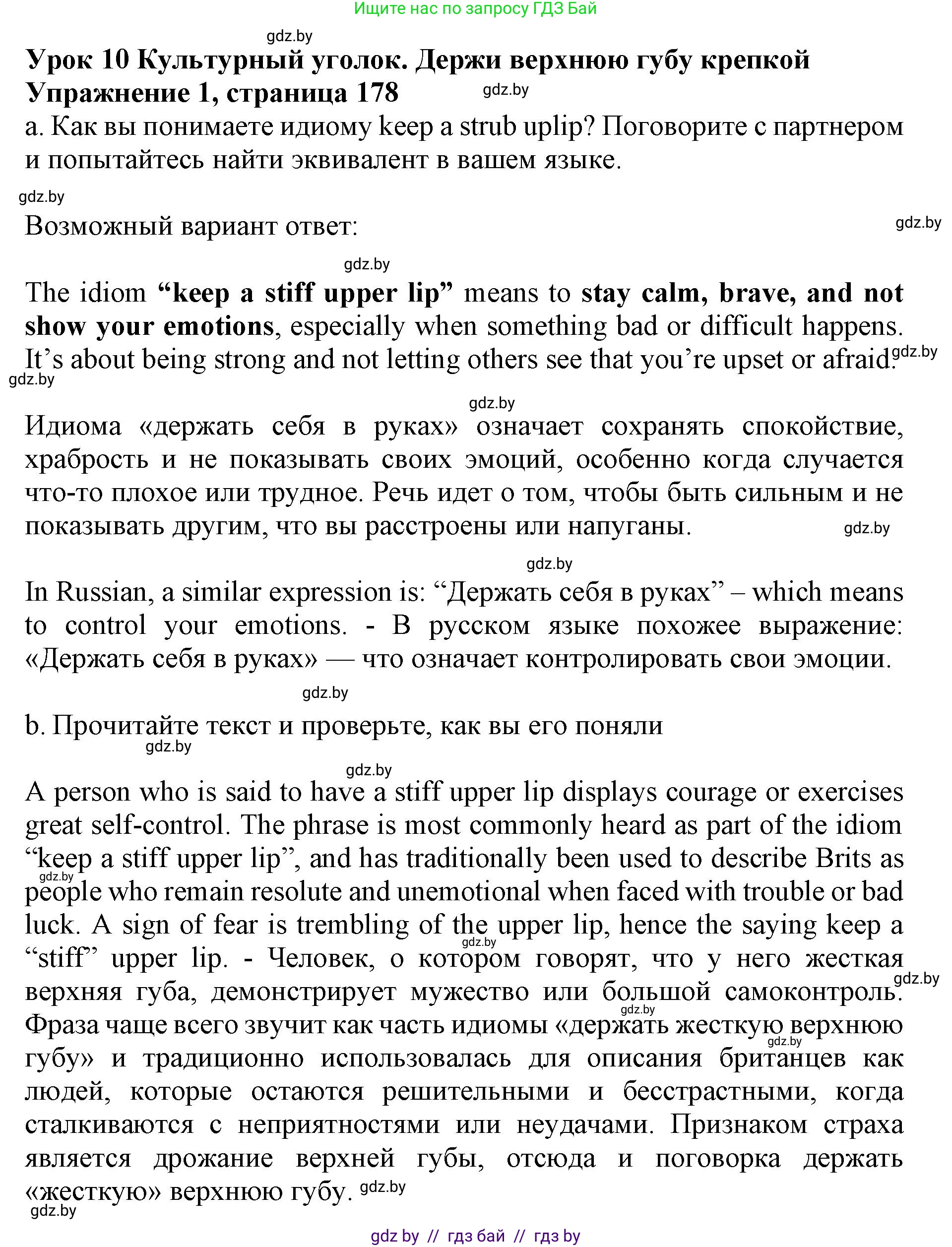 Английский язык (english), 11 класс Учебник (Student's book), авторы: Демченко Наталья Валентиновна, Бушуева Эдите Владиславовна, Севрюкова Татьяна Юрьевна, Лапицкая Людмила Михайловна (Lapitskaya Ludmila), Романчук Вероника Романовна, издательство Вышэйшая школа, Минск, 2022, розового цвета, Часть ( Part) 2, страница 178, номер 1, Решение 1