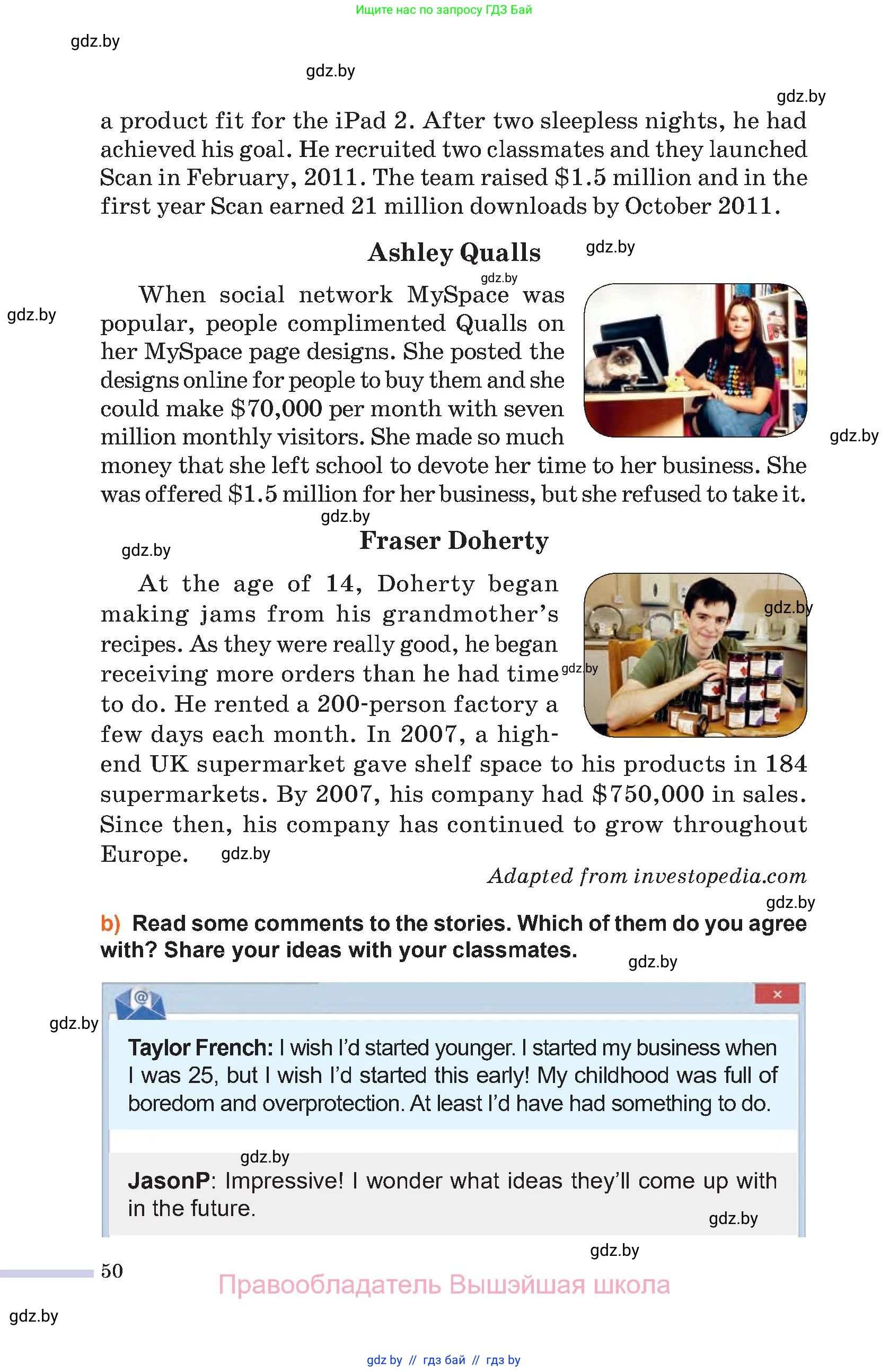 Английский язык (english), 11 класс Учебник (Student's book), авторы: Юхнель Наталья Валентиновна, Демченко Наталья Валентиновна, Романчук Вероника Романовна, Малиновская Елена Александровна, Севрюкова Татьяна Юрьевна, Бушуева Эдите Владиславовна, Наумова Елена Георгиевна, Яковчиц Т Н, издательство Вышэйшая школа, Минск, 2021, бирюзового цвета, страница 50