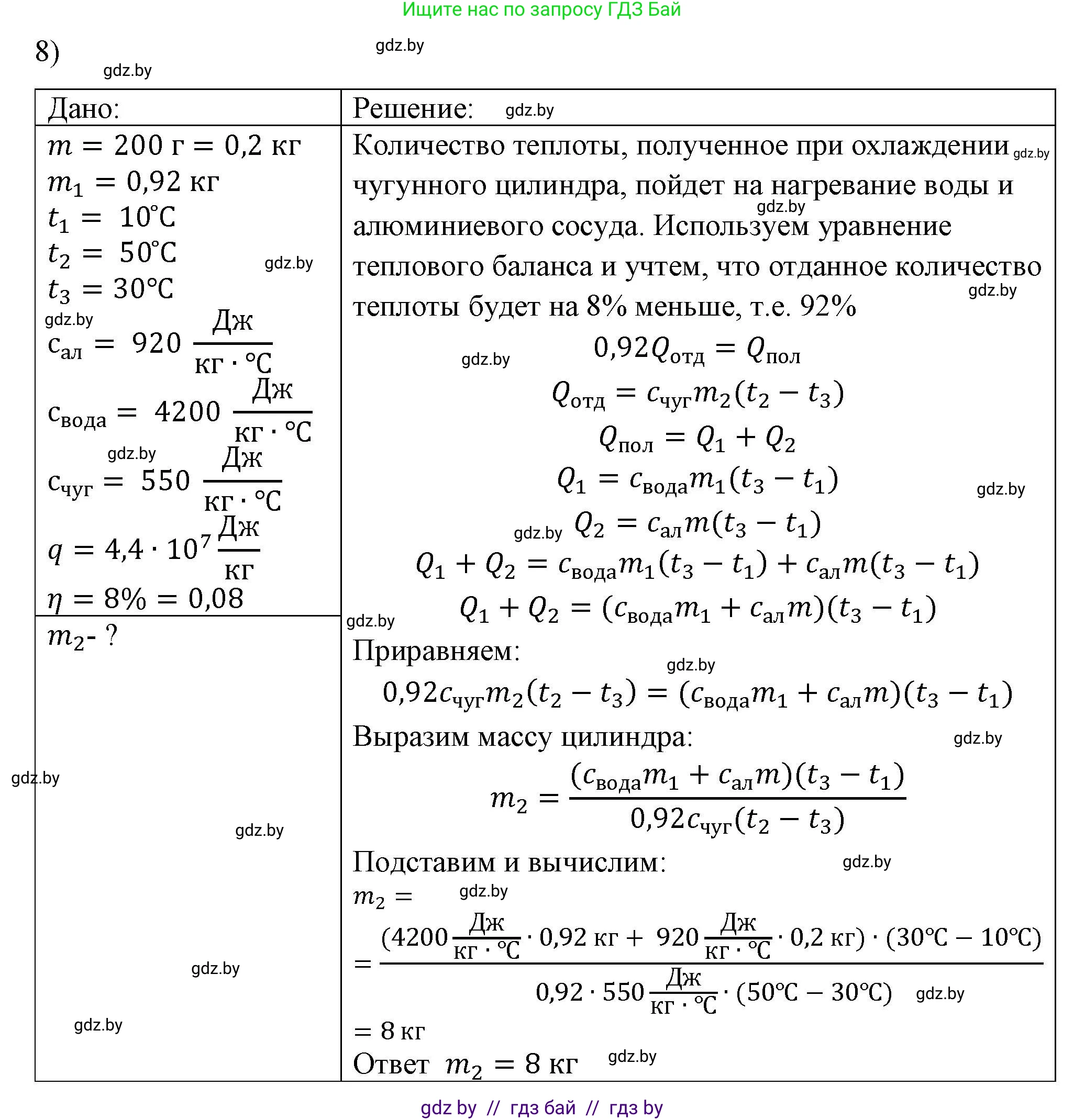 Физика, 8 класс Учебник, авторы: Исаченкова Лариса Артёмовна, Громыко Елена Владимировна, Дорофейчик Владимир Владимирович, Лещинский Юрий Дмитриевич, издательство Адукацыя i выхаванне, Минск, 2024, страница 27, номер 8, Решение 2