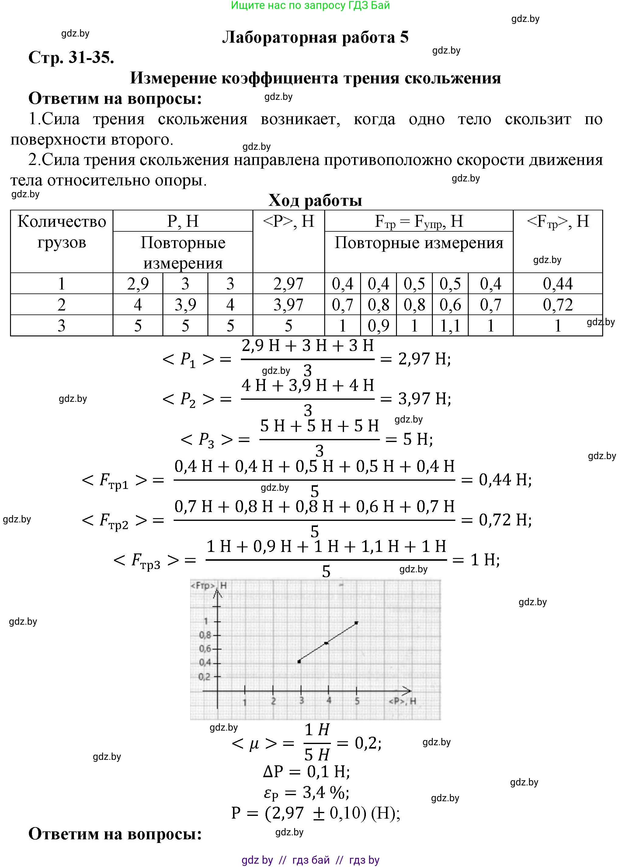 Физика, 9 класс Тетрадь для лабораторных работ, авторы: Исаченкова Лариса Артёмовна, Захаревич Екатерина Васильевна, Сокольский Анатолий Алексеевич, издательство Аверсэв, Минск, 2019, белого цвета, страница 31, Решение