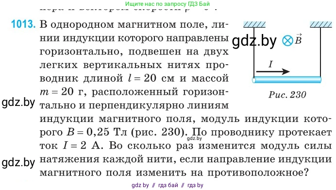 Физика, 10 класс Сборник задач, авторы: Дорофейчик Владимир Владимирович, Белая Ольга Николаевна, издательство Национальный институт образования, Минск, 2022, страница 226, номер 1013, Условие