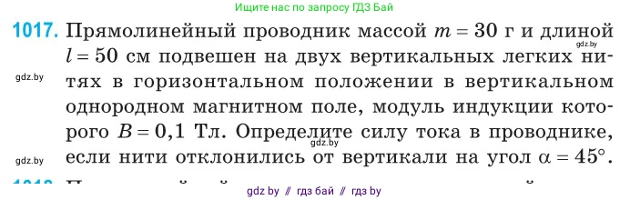 Физика, 10 класс Сборник задач, авторы: Дорофейчик Владимир Владимирович, Белая Ольга Николаевна, издательство Национальный институт образования, Минск, 2022, страница 227, номер 1017, Условие