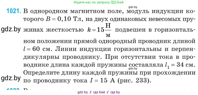 Физика, 10 класс Сборник задач, авторы: Дорофейчик Владимир Владимирович, Белая Ольга Николаевна, издательство Национальный институт образования, Минск, 2022, страница 228, номер 1021, Условие