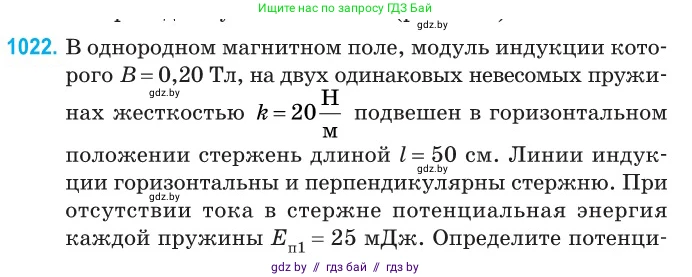 Физика, 10 класс Сборник задач, авторы: Дорофейчик Владимир Владимирович, Белая Ольга Николаевна, издательство Национальный институт образования, Минск, 2022, страница 228, номер 1022, Условие