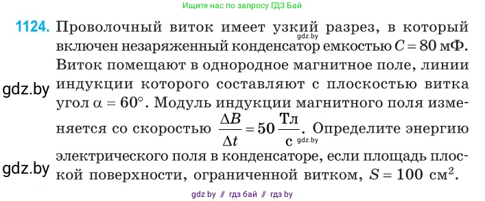 Физика, 10 класс Сборник задач, авторы: Дорофейчик Владимир Владимирович, Белая Ольга Николаевна, издательство Национальный институт образования, Минск, 2022, страница 256, номер 1124, Условие