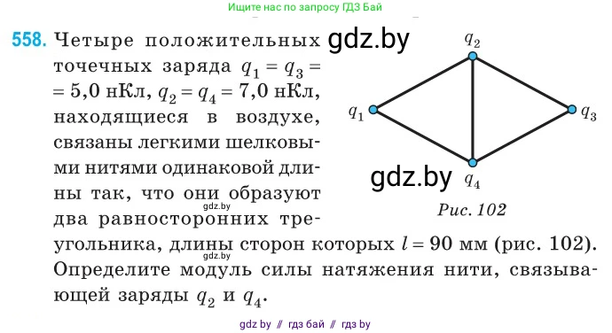 Физика, 10 класс Сборник задач, авторы: Дорофейчик Владимир Владимирович, Белая Ольга Николаевна, издательство Национальный институт образования, Минск, 2022, страница 119, номер 558, Условие