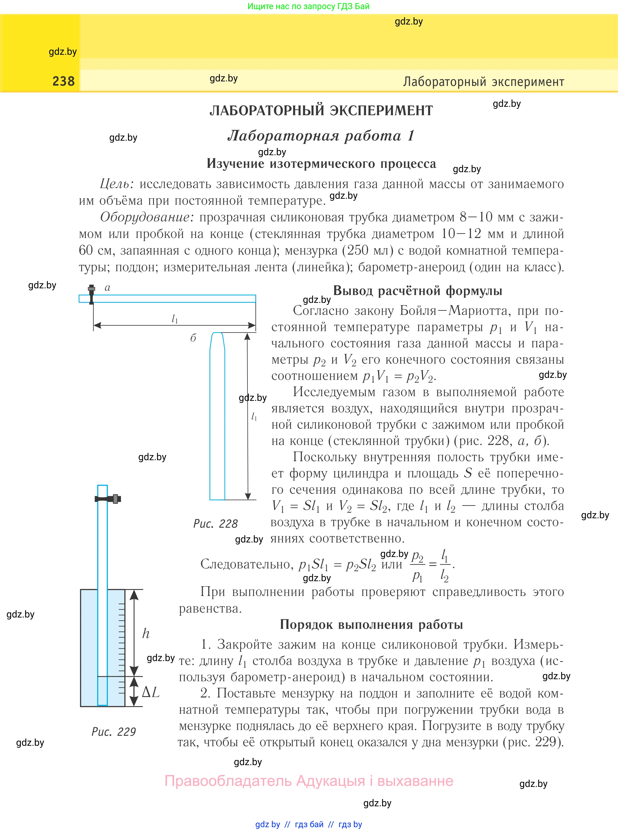 Физика, 10 класс Учебник, авторы: Громыко Елена Владимировна, Зенькович Владимир Иванович, Луцевич Александр Александрович, Слесарь Инесса Эдуардовна, издательство Адукацыя i выхаванне, Минск, 2019, бирюзового цвета, страница 238
