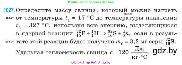 Физика, 11 класс Сборник задач, авторы: Дорофейчик Владимир Владимирович, Силенков Михаил Анатольевич, издательство Национальный институт образования, Минск, 2023, страница 285, номер 1027, Условие