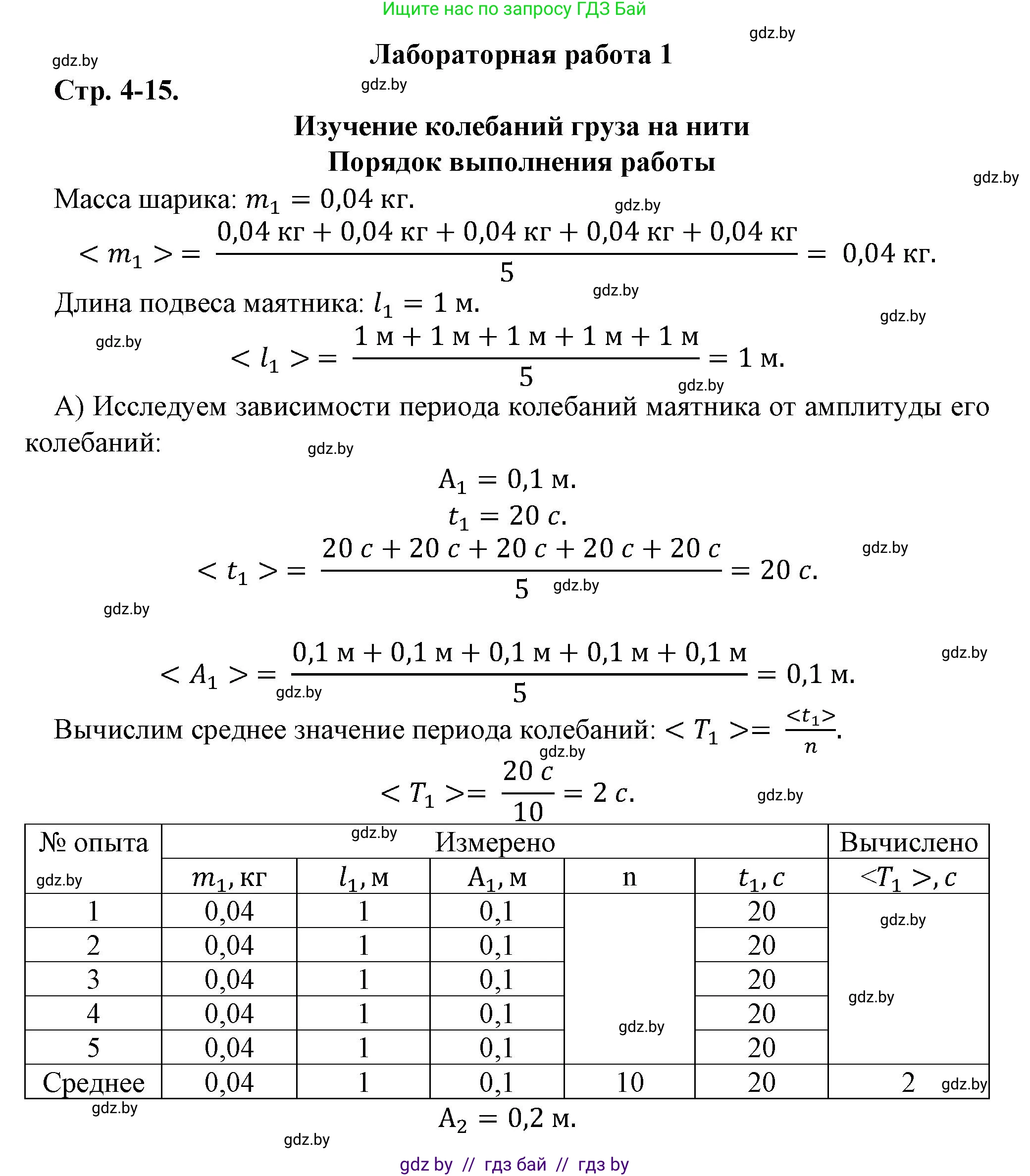 Физика, 11 класс Тетрадь для лабораторных работ, авторы: Жилко Виталий Владимирович, Маркович Леонид Григорьевич, Егорова Лариса Петровна, издательство Аверсэв, Минск, 2022, белого цвета, страница 4, Решение