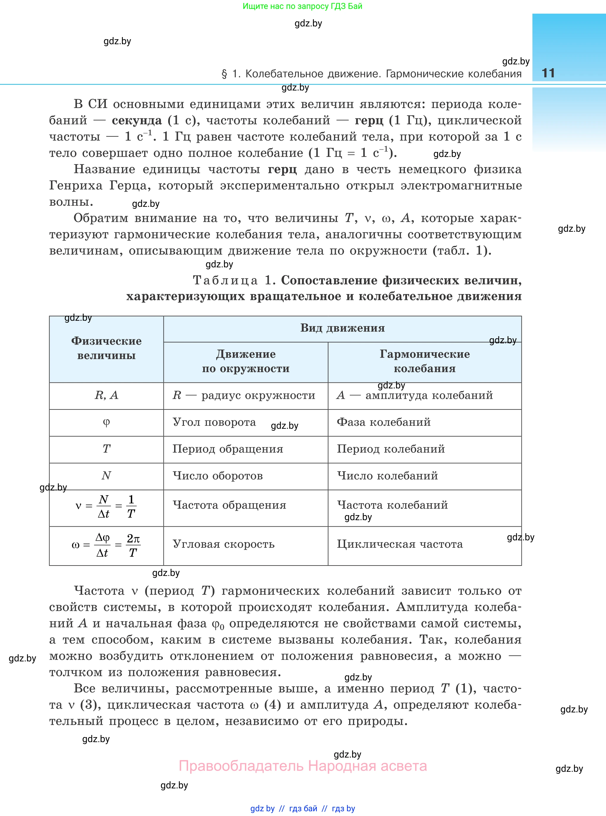 Физика, 11 класс Учебник, авторы: Жилко Виталий Владимирович, Маркович Леонид Григорьевич, Сокольский Анатолий Алексеевич, издательство Народная асвета, Минск, 2021, страница 11
