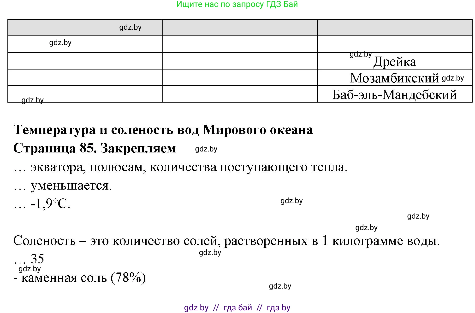 География, 6 класс рабочая тетрадь, авторы: Кольмакова Елена Генадьевна, Пикулик Валентина Владимировна, издательство Аверсэв, Минск, 2022, бирюзового цвета, страница 85, номер 3, Решение