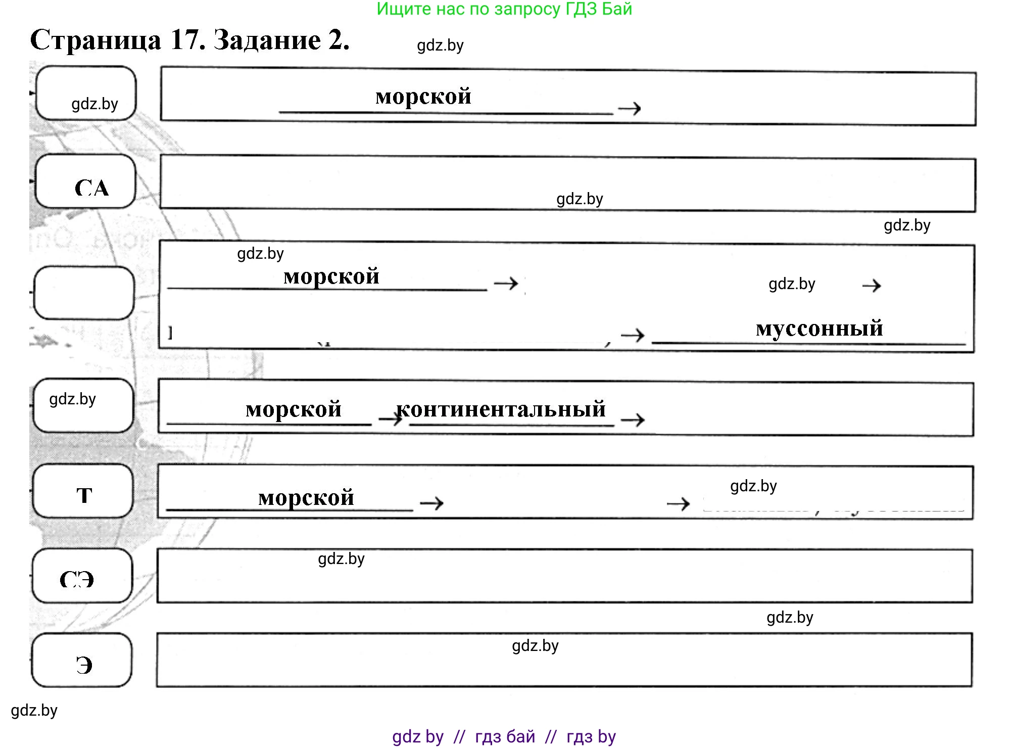 География, 7 класс рабочая тетрадь, авторы: Кольмакова Елена Генадьевна, Сарычева Ольга Владимировна, Тарасенок Елена Николаевна, издательство Аверсэв, Минск, 2024, страница 17, номер 2, Решение