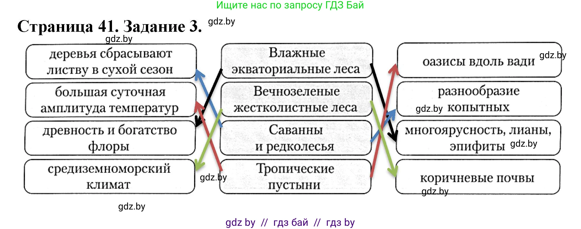 География, 7 класс рабочая тетрадь, авторы: Кольмакова Елена Генадьевна, Сарычева Ольга Владимировна, Тарасенок Елена Николаевна, издательство Аверсэв, Минск, 2024, страница 41, номер 3, Решение