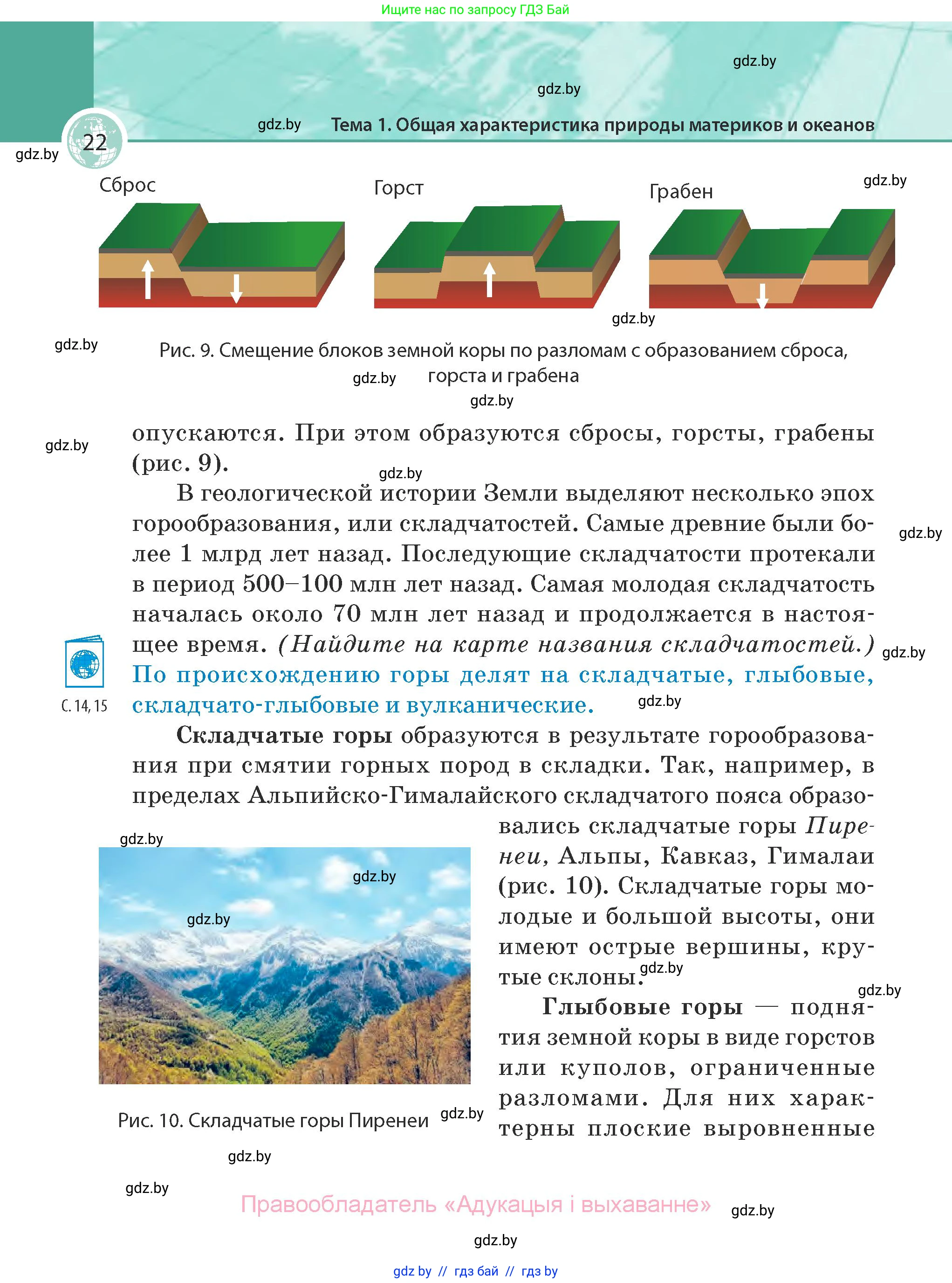 География, 7 класс Учебник, авторы: Кольмакова Елена Генадьевна, Лопух Пётр Степанович, Сарычева Ольга Владимировна, издательство Адукацыя i выхаванне, Минск, 2023, страница 22