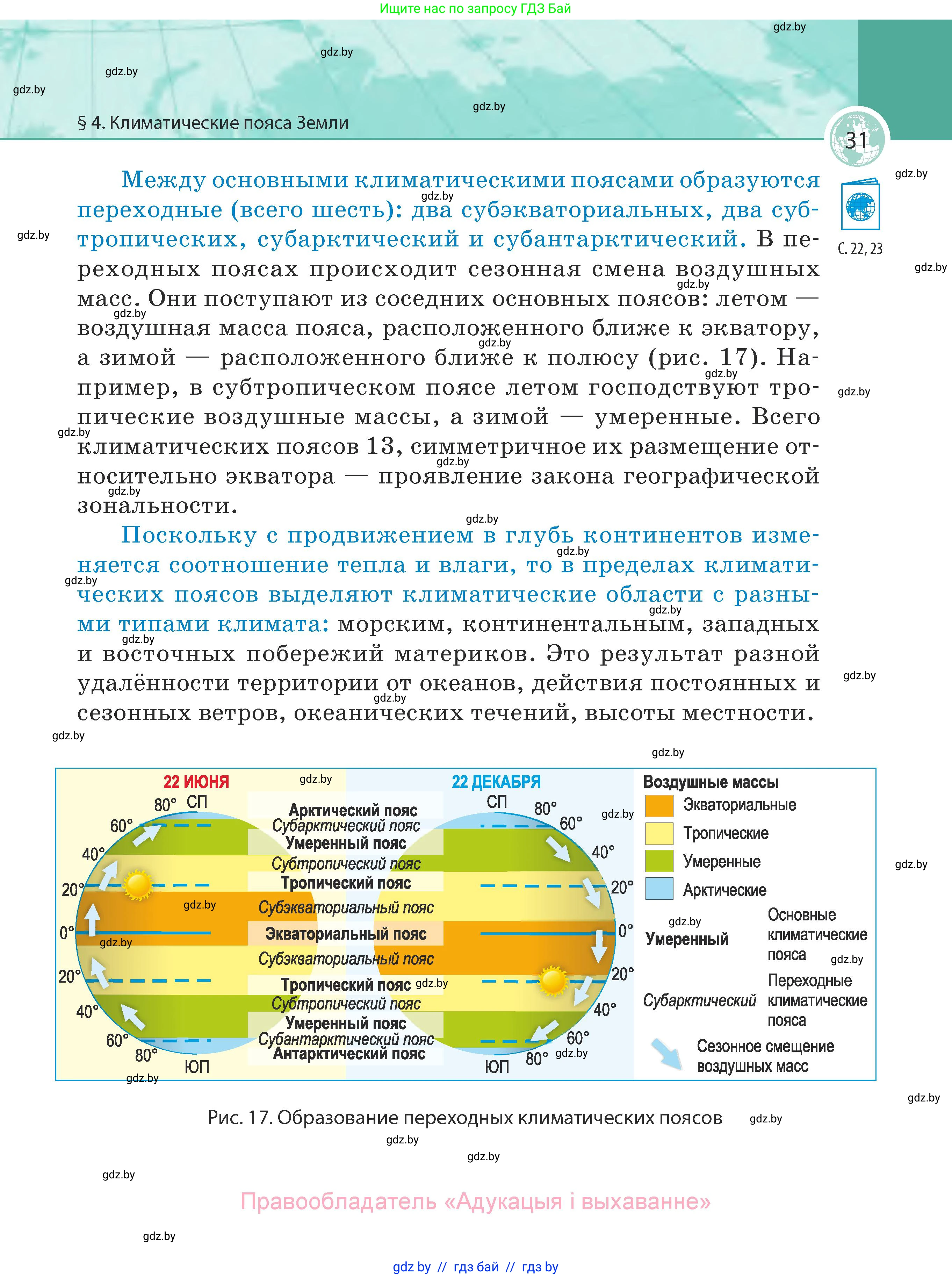 География, 7 класс Учебник, авторы: Кольмакова Елена Генадьевна, Лопух Пётр Степанович, Сарычева Ольга Владимировна, издательство Адукацыя i выхаванне, Минск, 2023, страница 31
