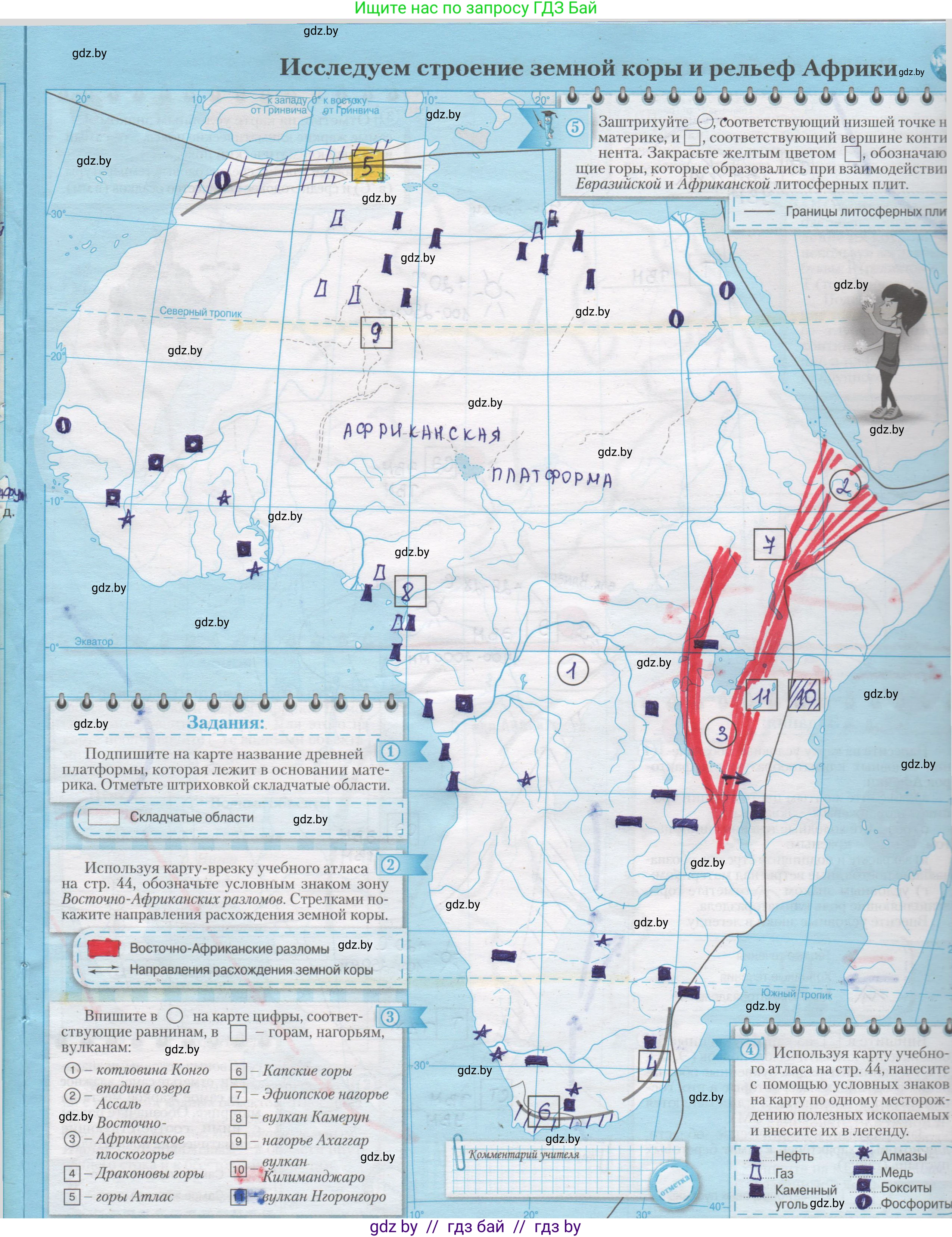 География, 7 класс Контурные карты, авторы: Кольмакова Елена Генадьевна, Сарычева Ольга Владимировна, издательство Белкартография, Минск, 2021, голубого цвета, страница 15, Решение