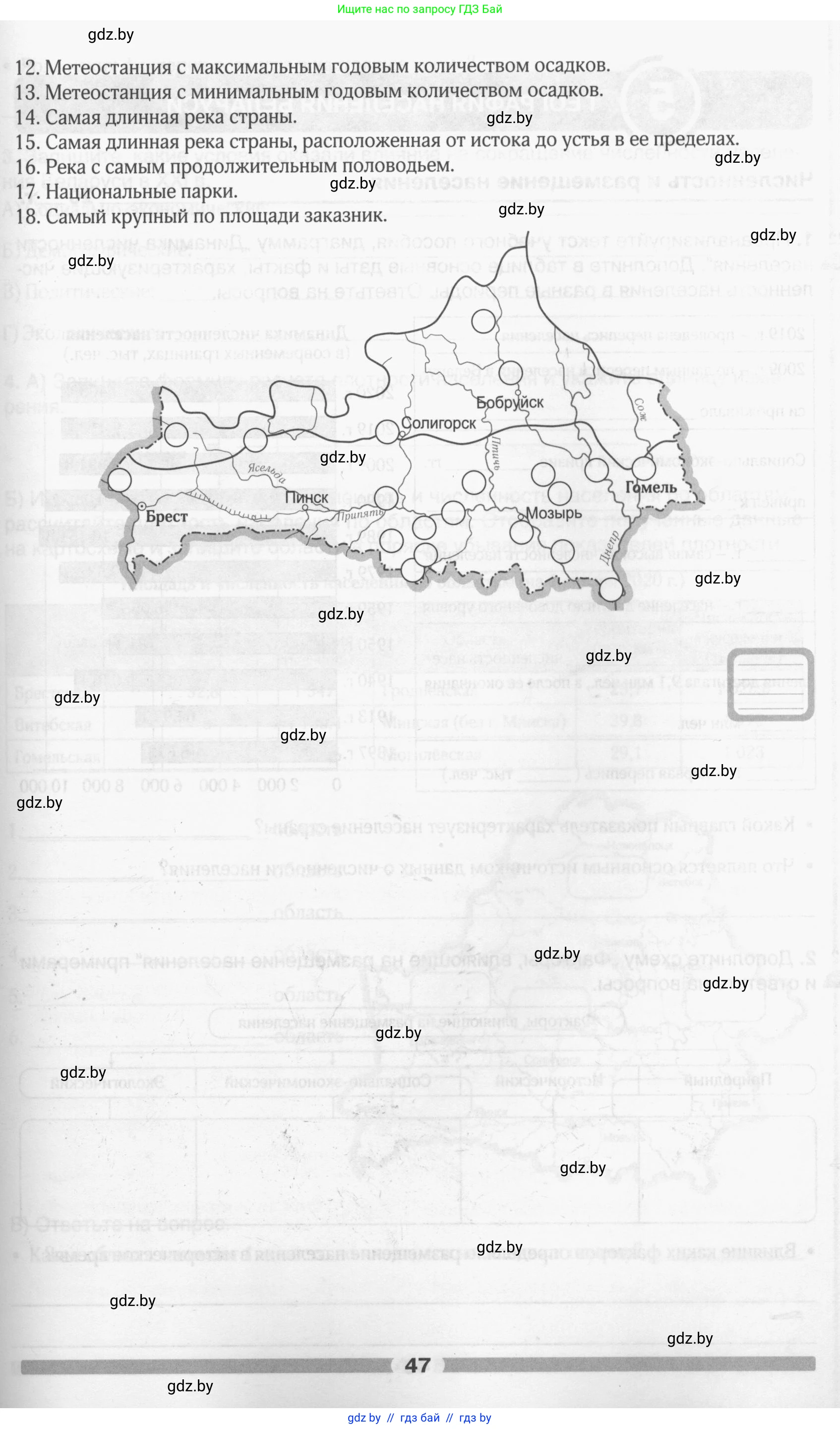 География, 9 класс рабочая тетрадь, авторы: Брилевский Михаил Николаевич, Климович Алеся Владимировна, издательство Белкартография, Минск, 2021, бирюзового цвета, страница 47
