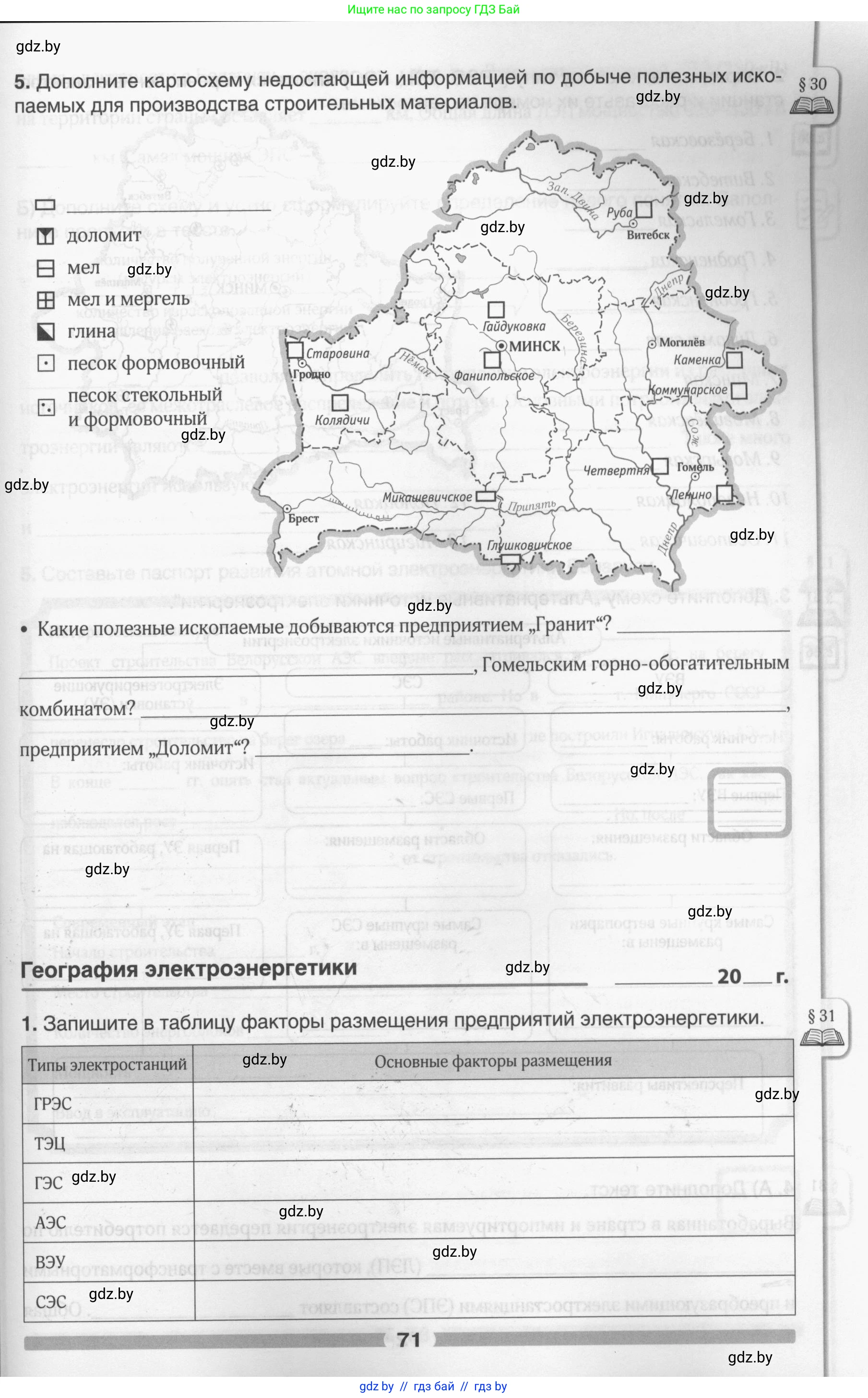 География, 9 класс рабочая тетрадь, авторы: Брилевский Михаил Николаевич, Климович Алеся Владимировна, издательство Белкартография, Минск, 2021, бирюзового цвета, страница 71