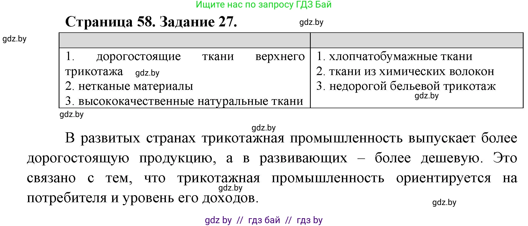 География, 10 класс Тетрадь для практических работ и индивидуальных заданий, авторы: Витченко Александр Николаевич, Антипова Екатерина Анатольевна, Станкевич Наталья Григорьевна, издательство Аверсэв, Минск, 2022, страница 58, номер 27, Решение
