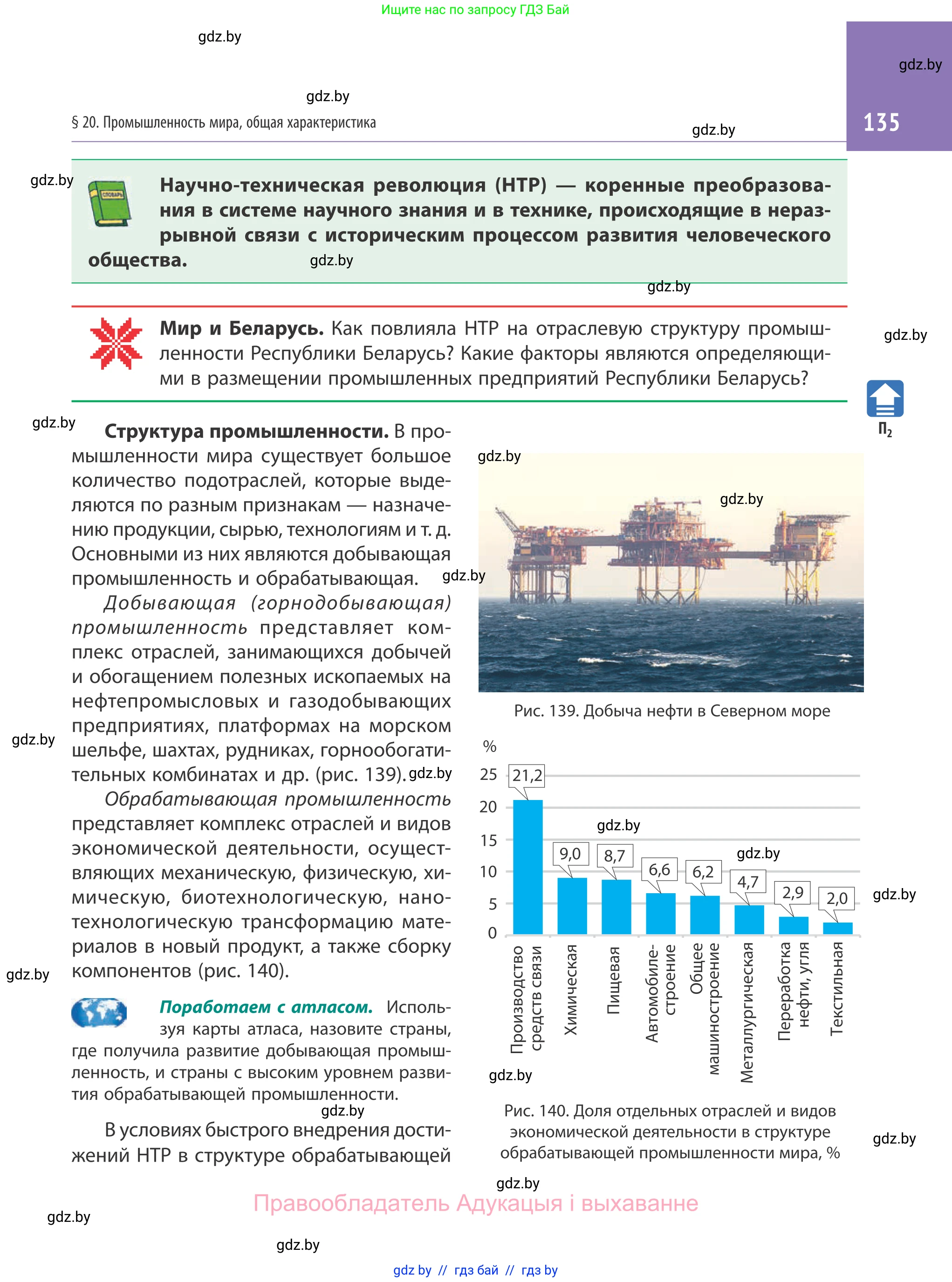 География, 10 класс Учебник, авторы: Антипова Екатерина Анатольевна, Гузова Ольга Николаевна, издательство Адукацыя i выхаванне, Минск, 2019, страница 135