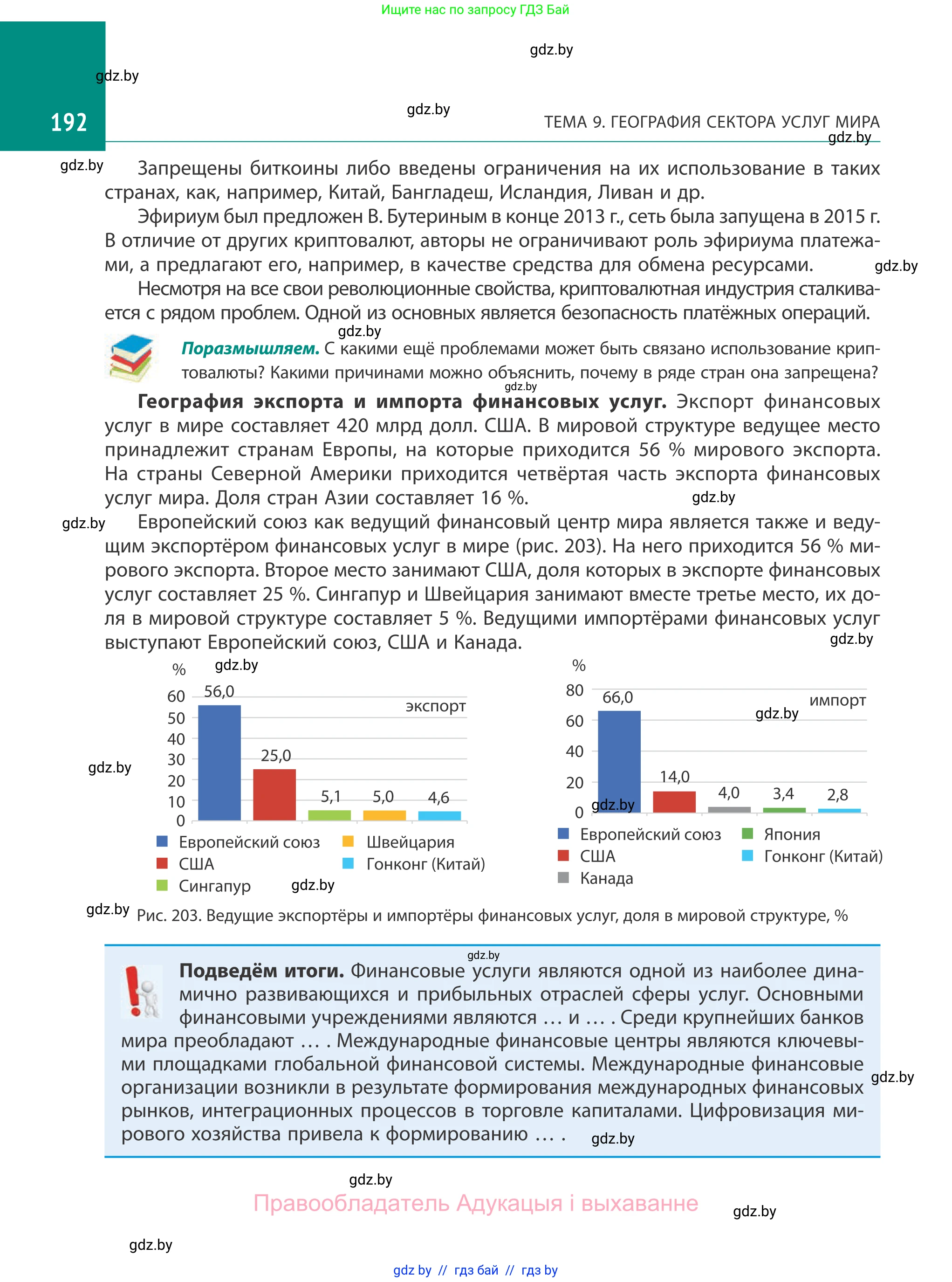 География, 10 класс Учебник, авторы: Антипова Екатерина Анатольевна, Гузова Ольга Николаевна, издательство Адукацыя i выхаванне, Минск, 2019, страница 192