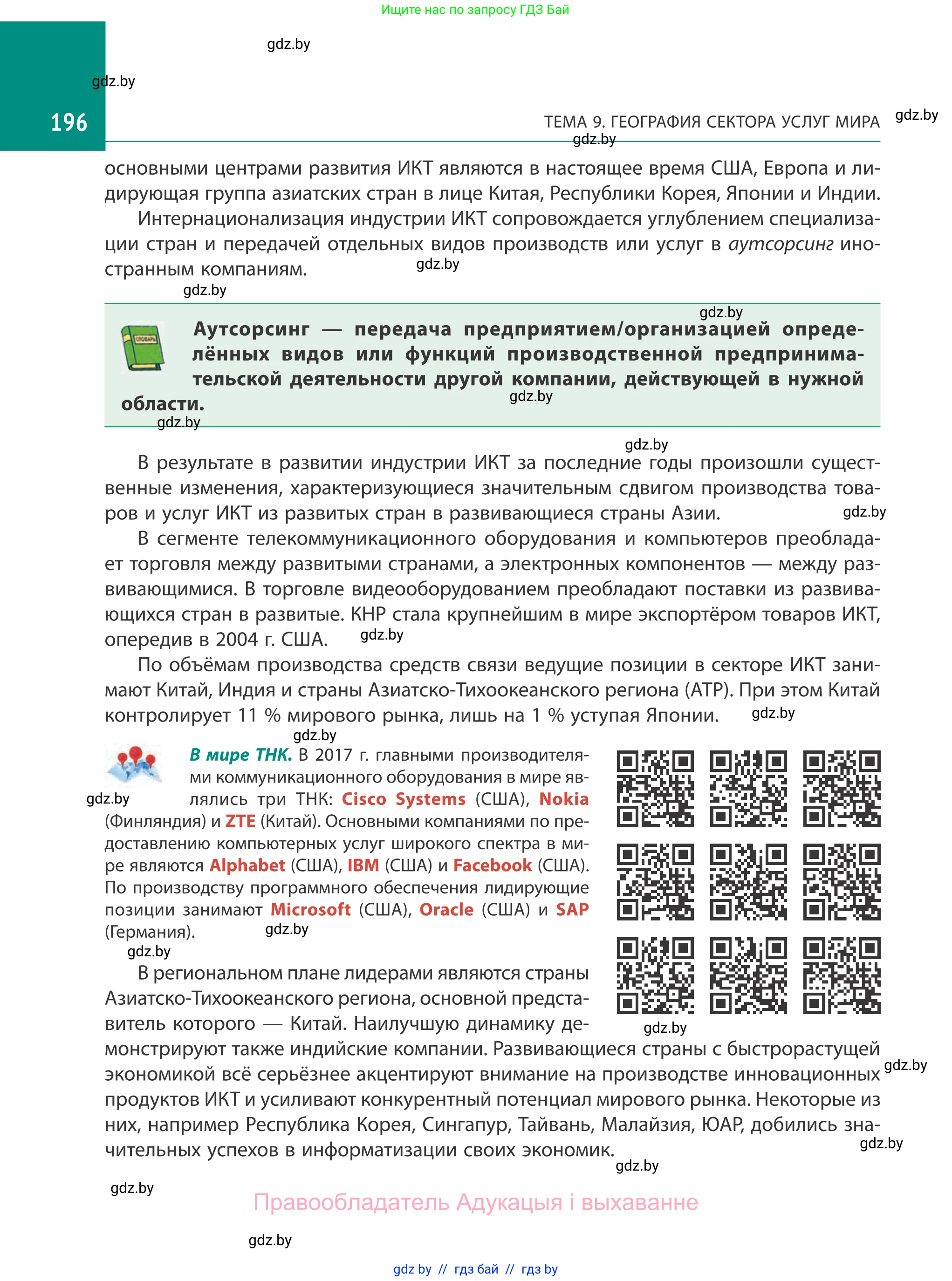 География, 10 класс Учебник, авторы: Антипова Екатерина Анатольевна, Гузова Ольга Николаевна, издательство Адукацыя i выхаванне, Минск, 2019, страница 196