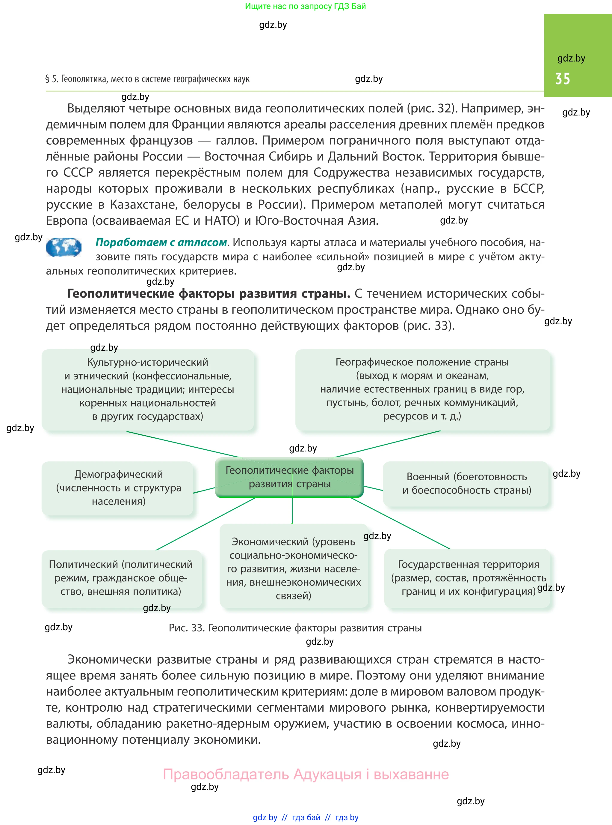 География, 10 класс Учебник, авторы: Антипова Екатерина Анатольевна, Гузова Ольга Николаевна, издательство Адукацыя i выхаванне, Минск, 2019, страница 35