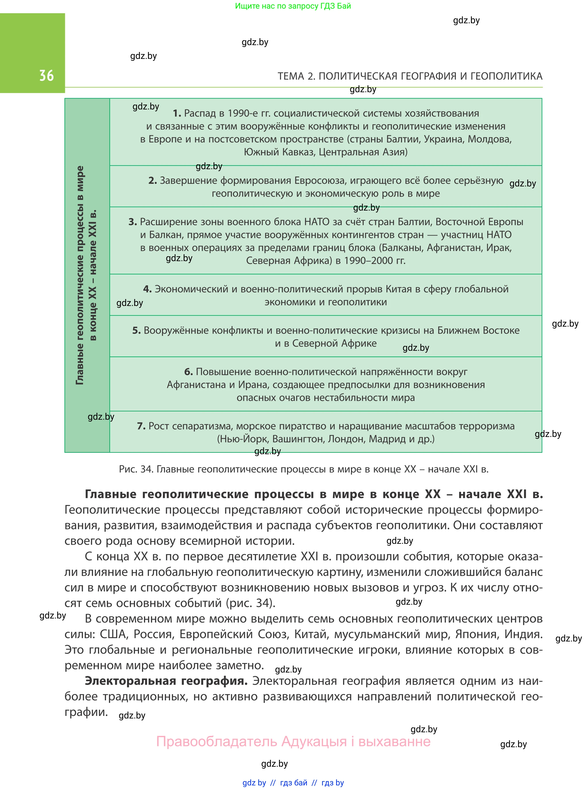 География, 10 класс Учебник, авторы: Антипова Екатерина Анатольевна, Гузова Ольга Николаевна, издательство Адукацыя i выхаванне, Минск, 2019, страница 36