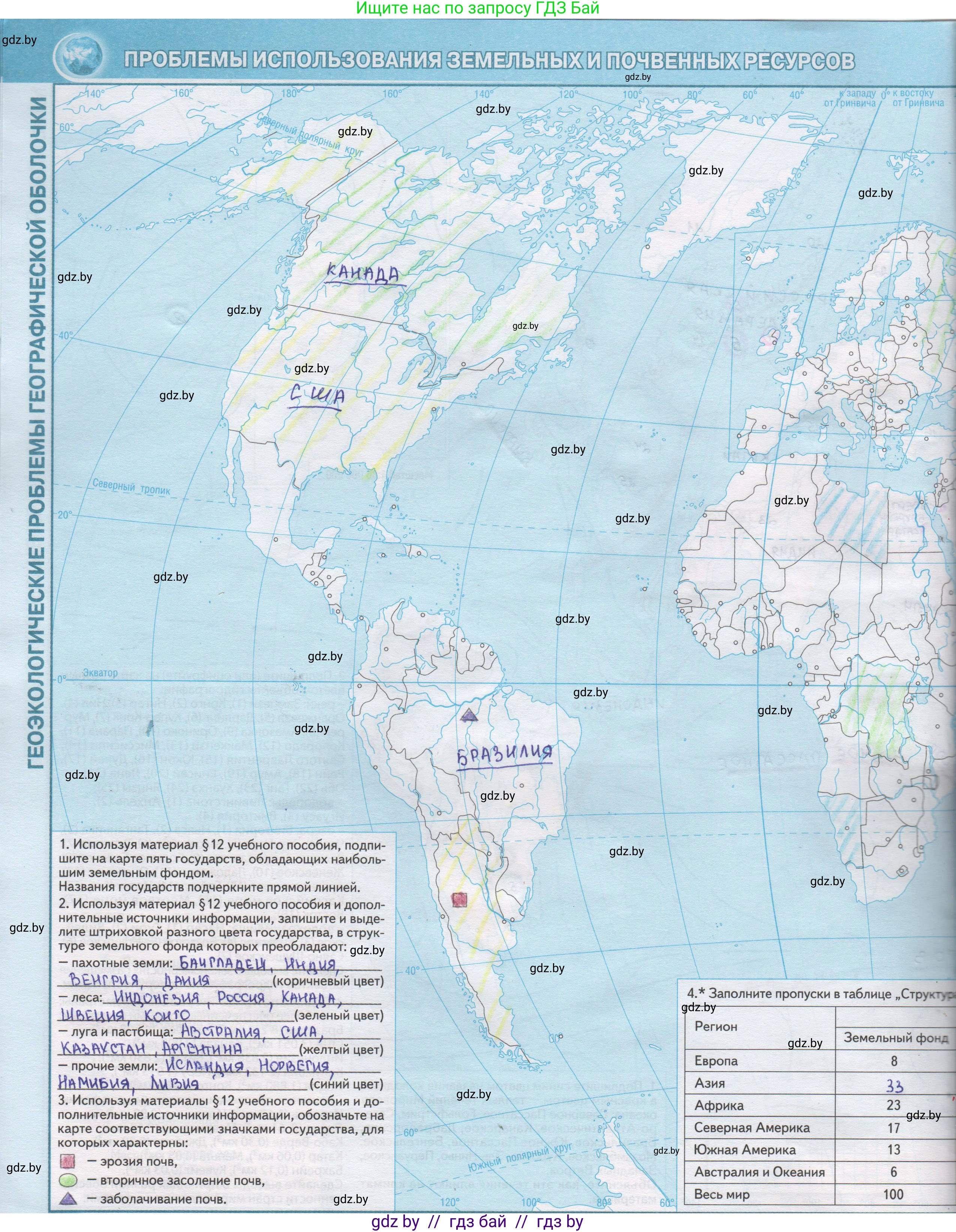 География, 11 класс Контурные карты, авторы: Антипова Екатерина Анатольевна, Витченко Александр Николаевич, Гузова Ольга Николаевна, издательство Белкартография, Минск, 2022, голубого цвета, страница 8, Решение
