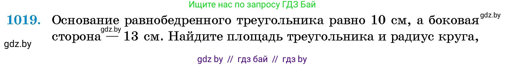 Геометрия, 10 класс Сборник задач, авторы: Латотин Леонид Александрович, Чеботаревский Борис Дмитриевич, издательство Народная асвета, Минск, 2021, страница 141, номер 1019, Условие