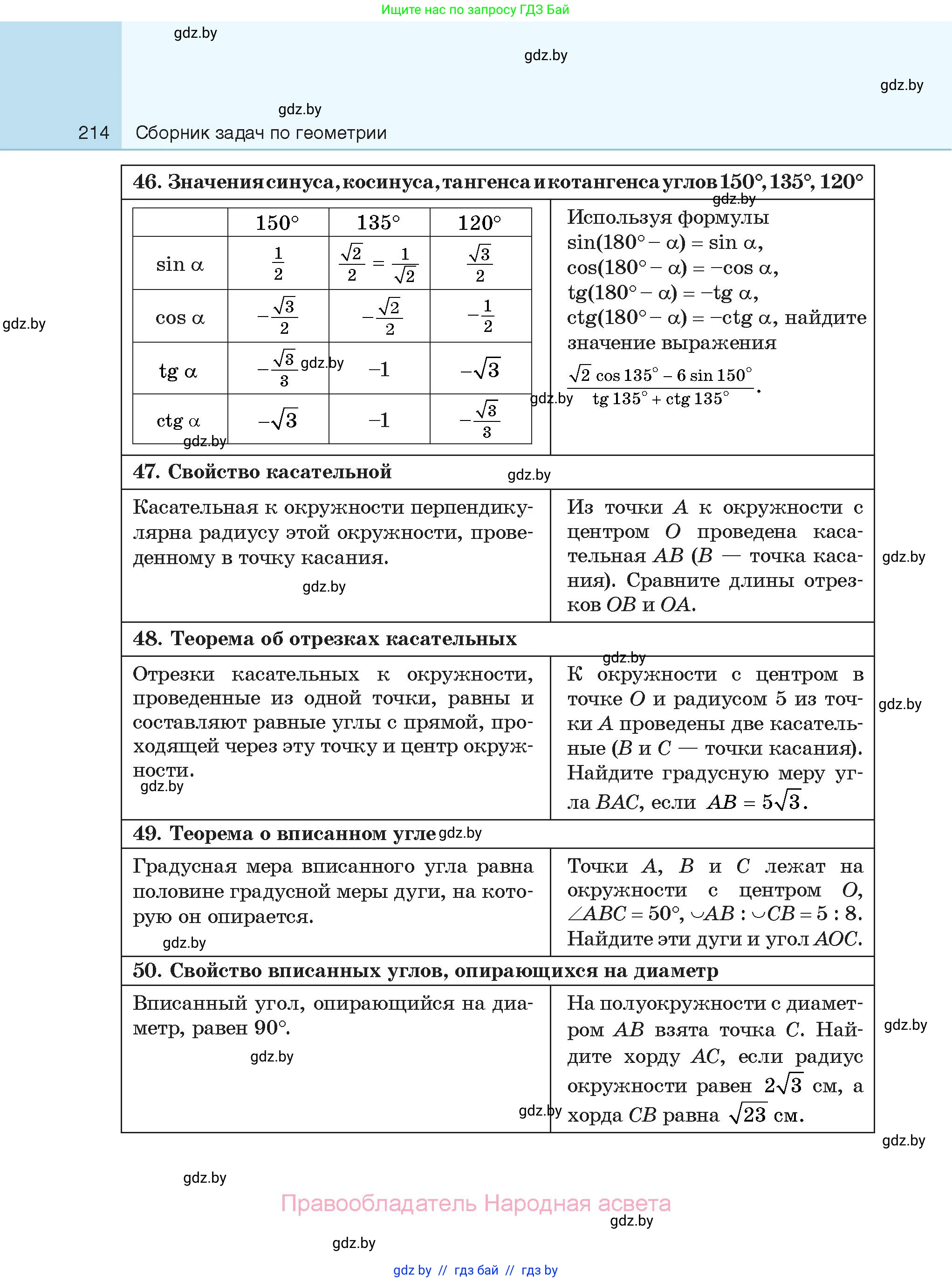 Геометрия, 7-9 класс Сборник задач, авторы: Кононов Сергей Гаврилович, Адамович Тамара Антоновна, Ефимцева Ирина Валерьяновна, Ячейко Таиса Владимировна, издательство Народная асвета, Минск, 2023, страница 214