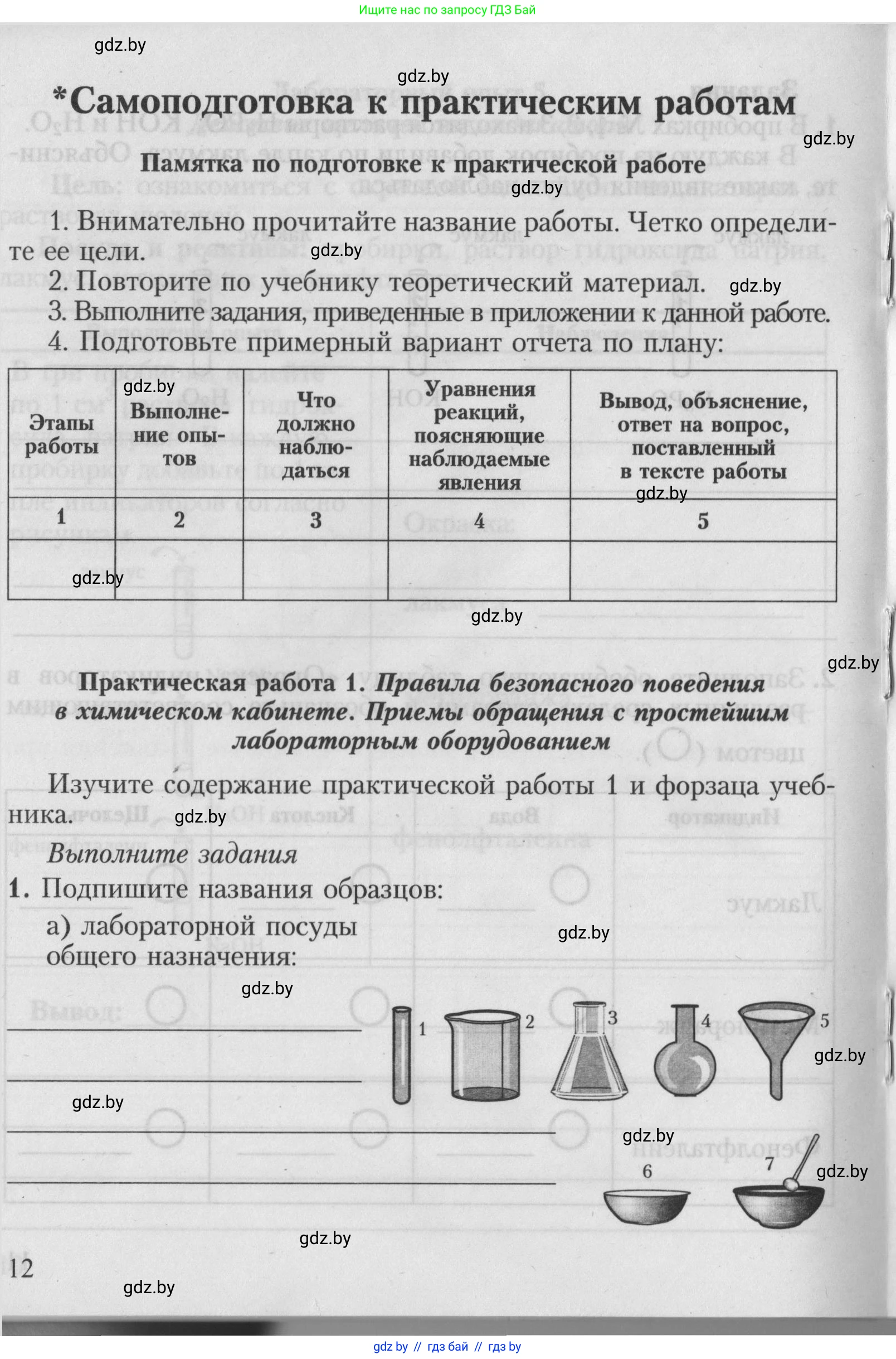 Химия, 7 класс Тетрадь для практических работ, автор: Борушко Ирина Ивановна, издательство Сэр-Вит, Минск, 2022, розового цвета, Часть 1, страница 12