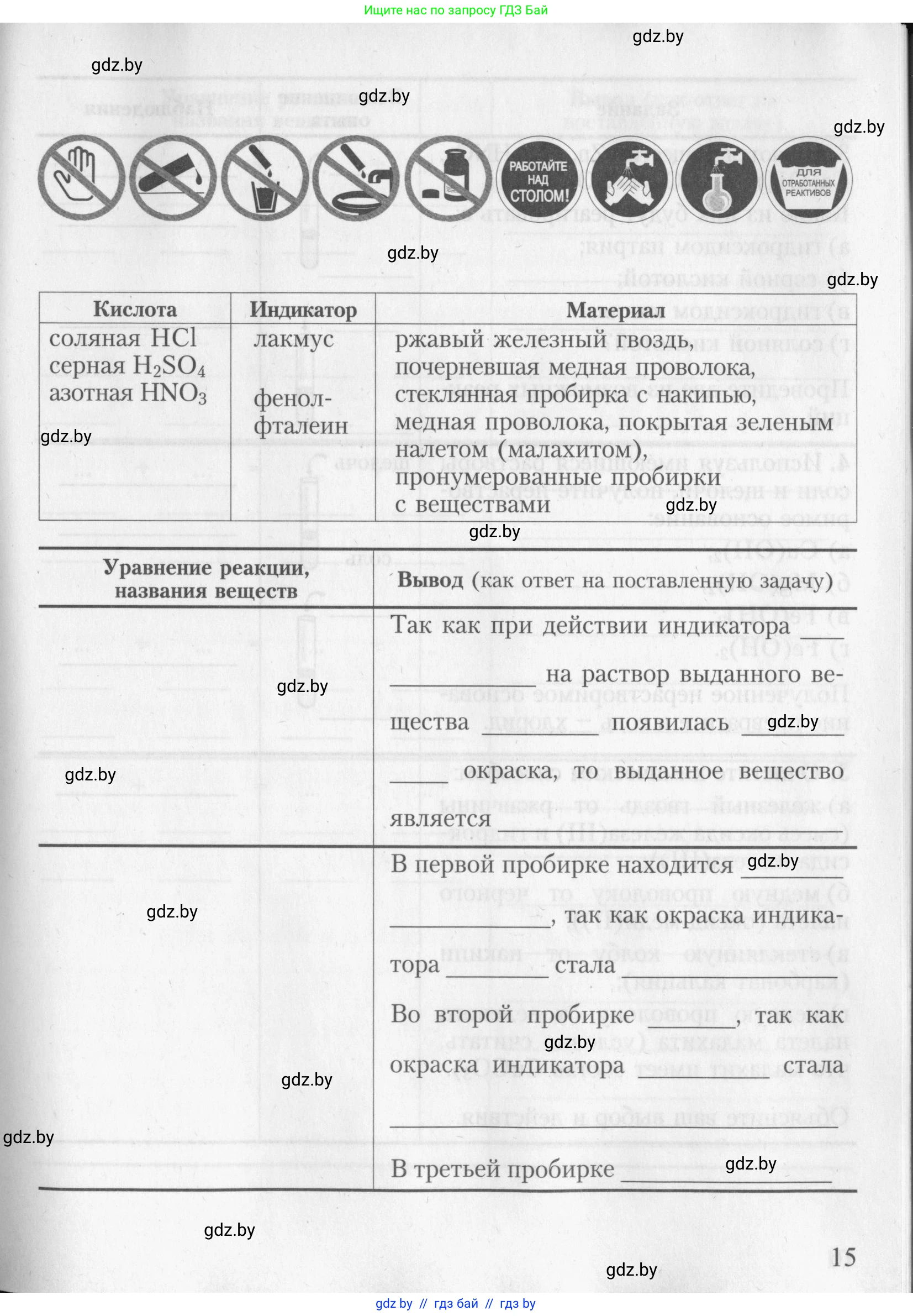 Химия, 8 класс Тетрадь для практических работ, автор: Борушко Ирина Ивановна, издательство Сэр-Вит, Минск, 2022, розового цвета, Часть 2, страница 15