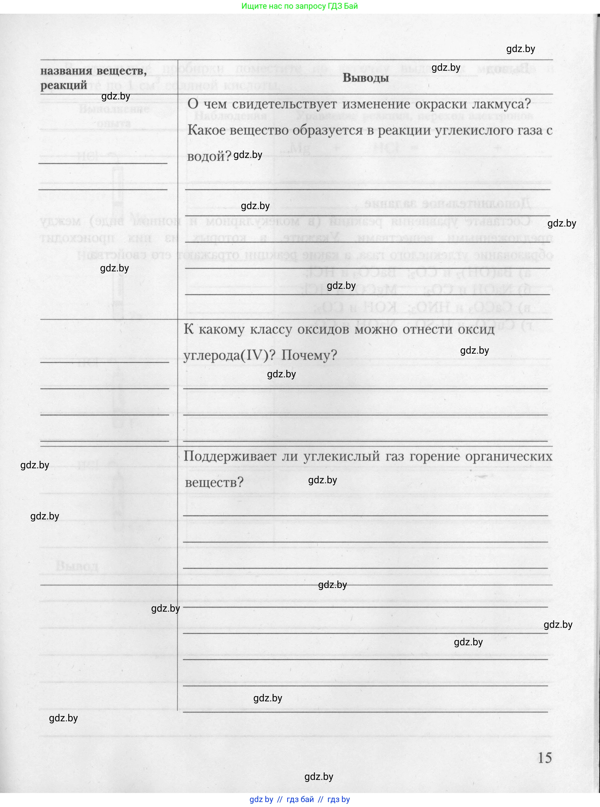 Химия, 9 класс Тетрадь для практических работ, автор: Борушко Ирина Ивановна, издательство Сэр-Вит, Минск, 2022, бирюзового цвета, страница 15