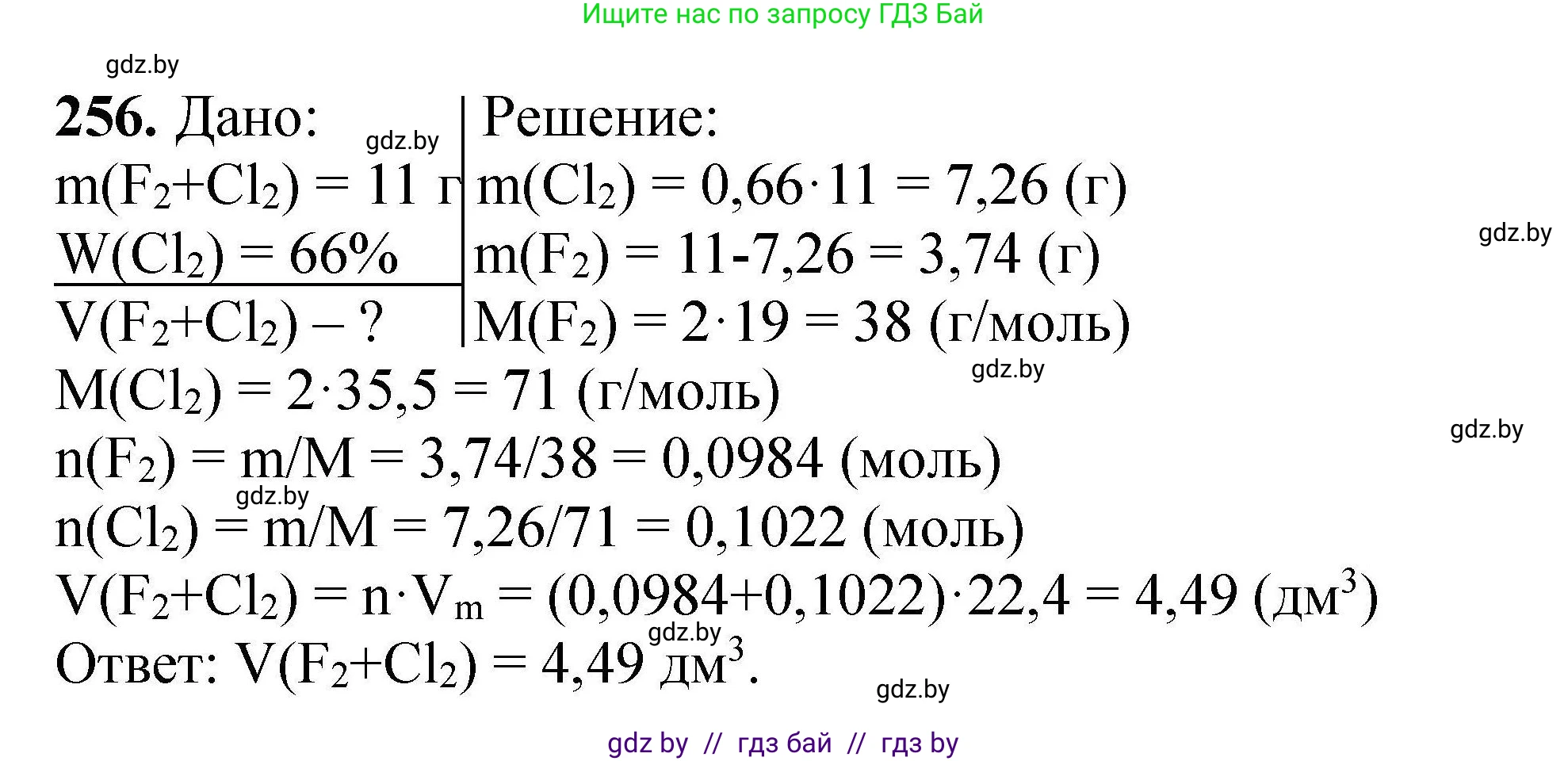 Химия, 9 класс Сборник задач, авторы: Хвалюк Виктор Николаевич, Резяпкин Виктор Ильич, издательство Адукацыя i выхаванне, Минск, 2020, салатового цвета, страница 58, номер 256, Решение