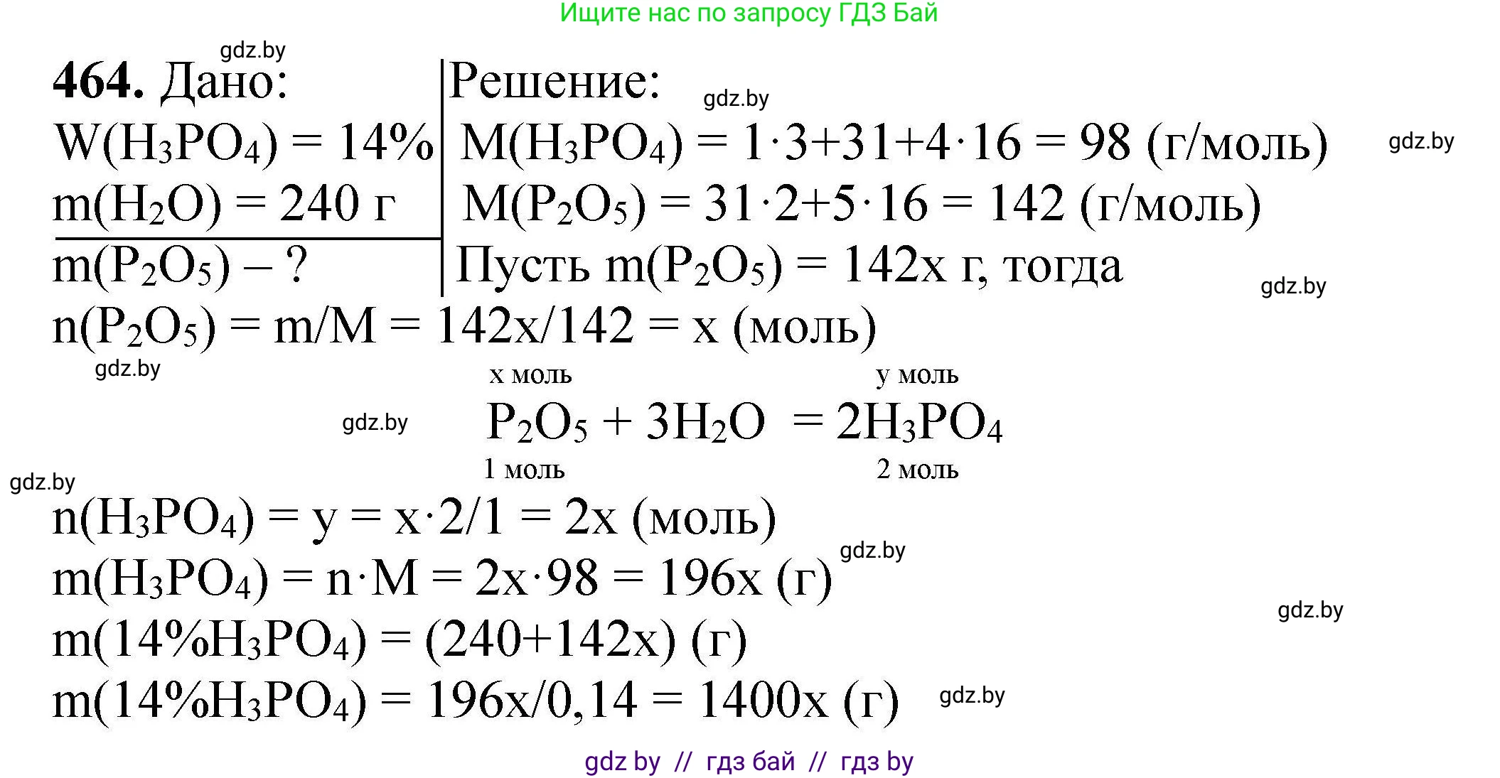 Химия, 9 класс Сборник задач, авторы: Хвалюк Виктор Николаевич, Резяпкин Виктор Ильич, издательство Адукацыя i выхаванне, Минск, 2020, салатового цвета, страница 90, номер 464, Решение