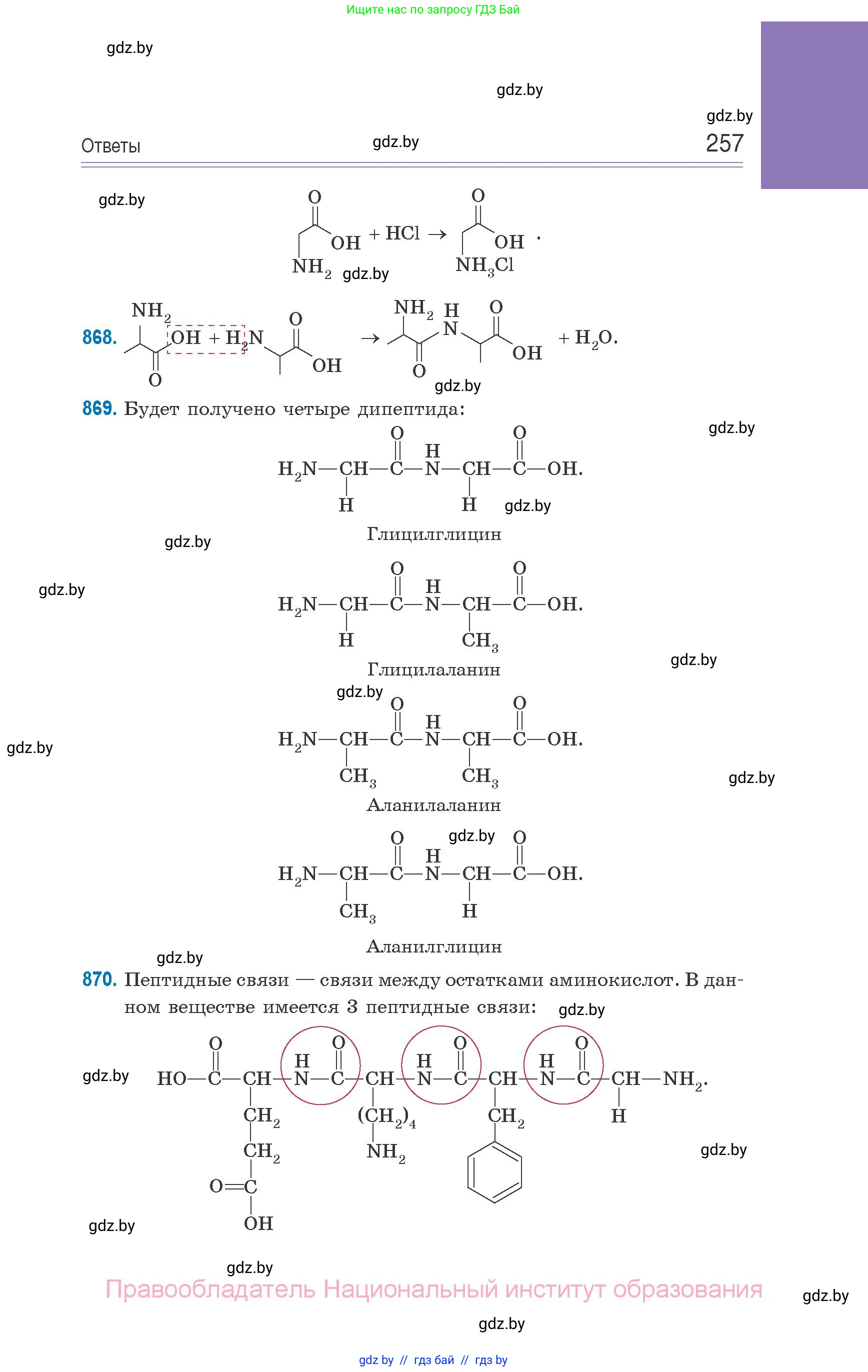 Химия, 10 класс Сборник задач, авторы: Матулис Вадим Эдвардович, Матулис Виталий Эдвардович, Колевич Татьяна Александровна, издательство Национальный институт образования, Минск, 2021, страница 257
