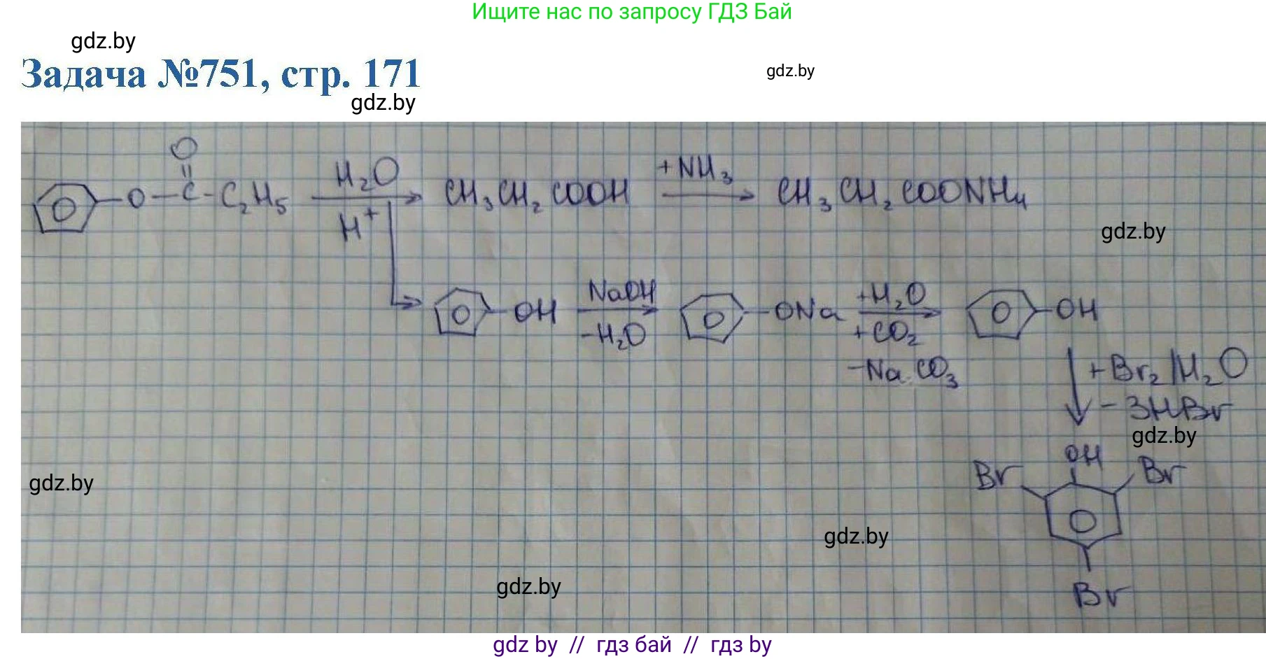 Химия, 10 класс Сборник задач, авторы: Матулис Вадим Эдвардович, Матулис Виталий Эдвардович, Колевич Татьяна Александровна, издательство Национальный институт образования, Минск, 2021, страница 171, номер 751, Решение