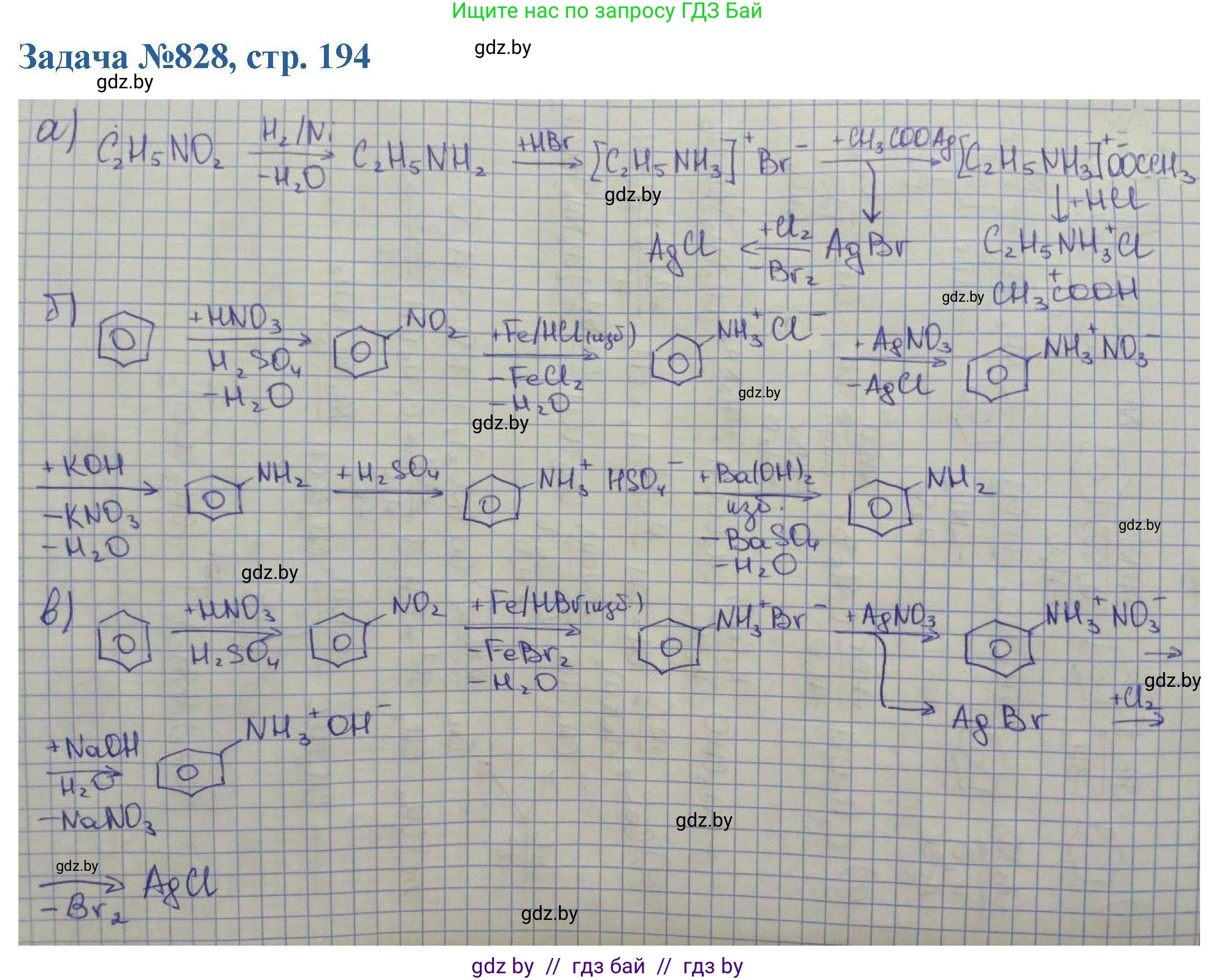 Химия, 10 класс Сборник задач, авторы: Матулис Вадим Эдвардович, Матулис Виталий Эдвардович, Колевич Татьяна Александровна, издательство Национальный институт образования, Минск, 2021, страница 194, номер 828, Решение