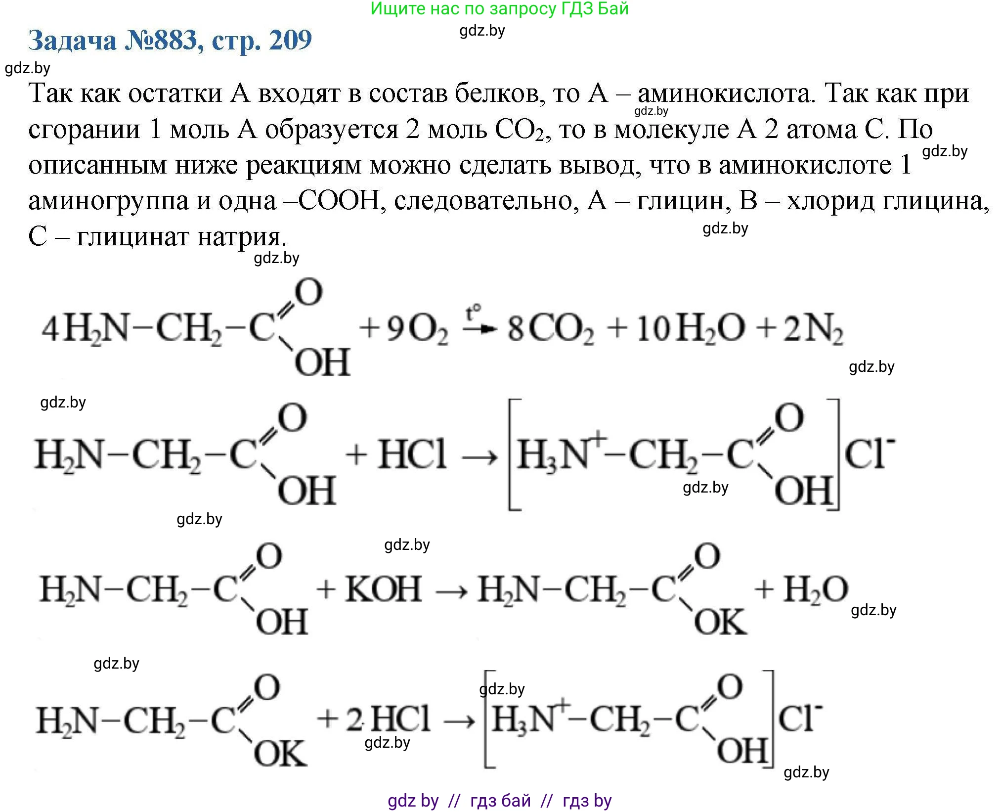 Химия, 10 класс Сборник задач, авторы: Матулис Вадим Эдвардович, Матулис Виталий Эдвардович, Колевич Татьяна Александровна, издательство Национальный институт образования, Минск, 2021, страница 209, номер 883, Решение