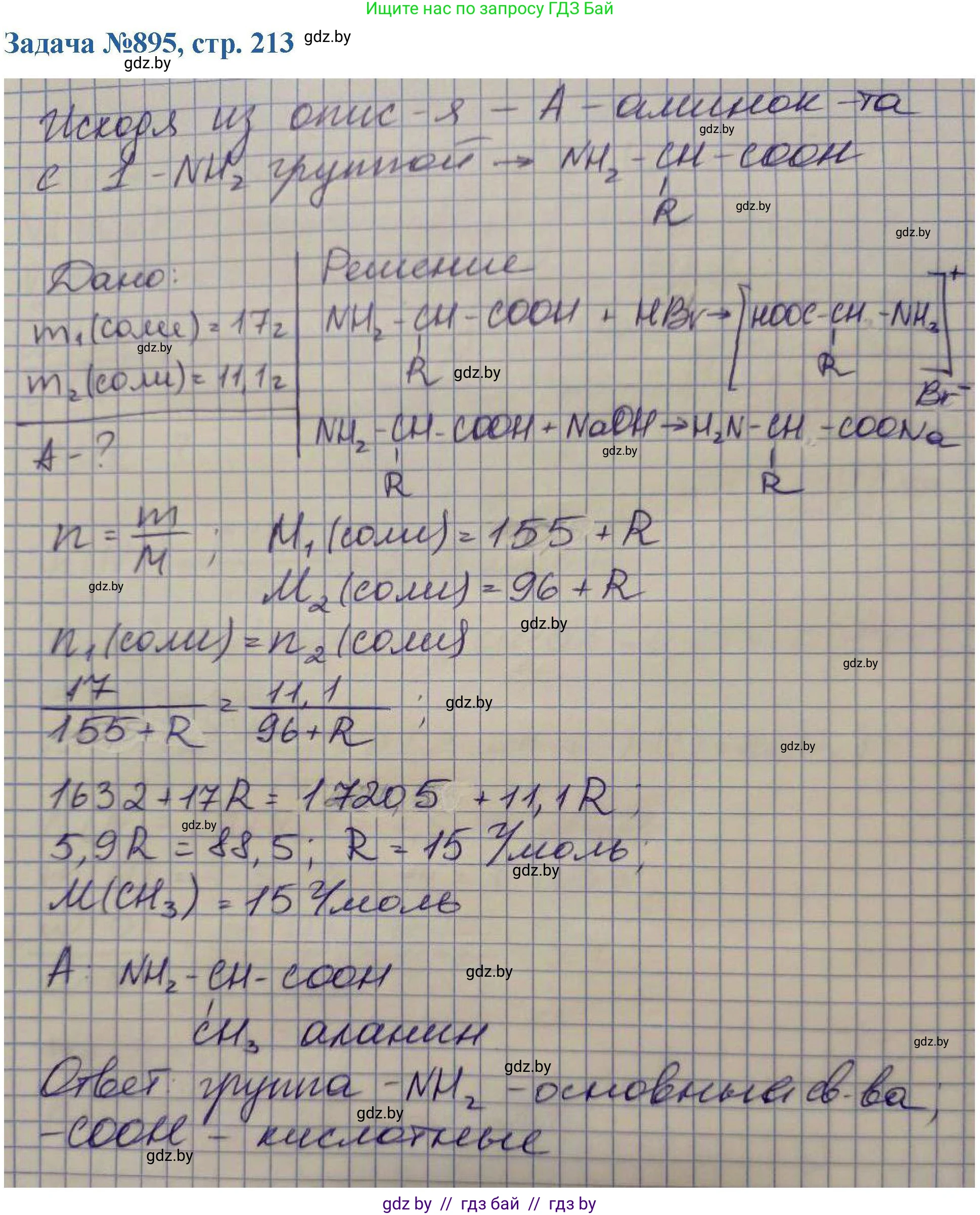 Химия, 10 класс Сборник задач, авторы: Матулис Вадим Эдвардович, Матулис Виталий Эдвардович, Колевич Татьяна Александровна, издательство Национальный институт образования, Минск, 2021, страница 213, номер 895, Решение