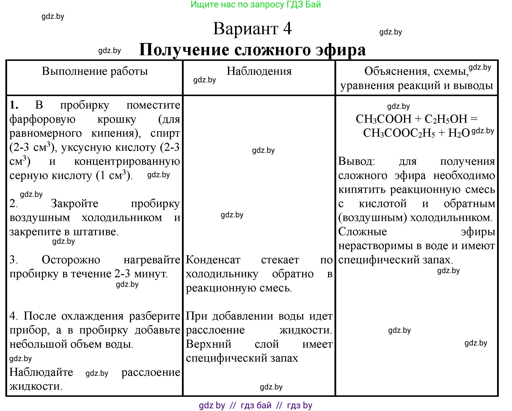 Химия, 10 класс Тетрадь для практических работ, автор: Борушко Ирина Ивановна, издательство Сэр-Вит, Минск, 2020, голубого цвета, Часть 1, страница 24, номер 4, Решение