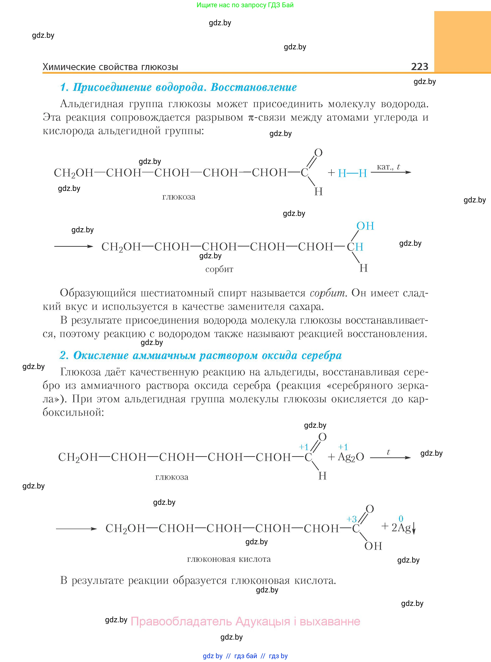Химия, 10 класс Учебник, авторы: Колевич Татьяна Александровна, Матулис Вадим Эдвардович, Матулис Виталий Эдвардович, Варакса Игорь Николаевич, издательство Адукацыя i выхаванне, Минск, 2019, страница 223