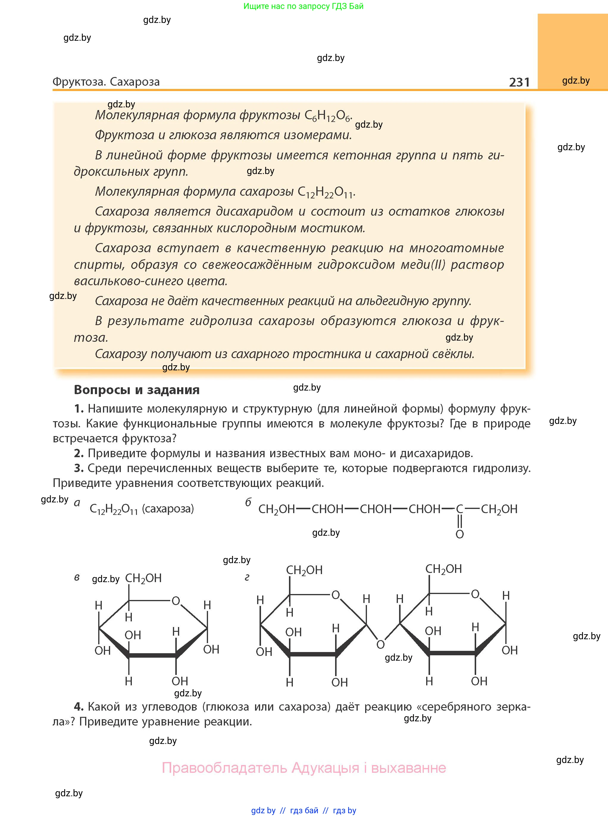 Химия, 10 класс Учебник, авторы: Колевич Татьяна Александровна, Матулис Вадим Эдвардович, Матулис Виталий Эдвардович, Варакса Игорь Николаевич, издательство Адукацыя i выхаванне, Минск, 2019, страница 231