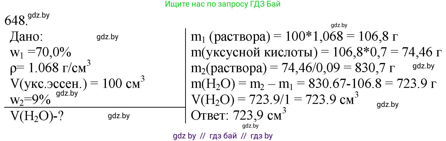Химия, 11 класс Сборник задач, авторы: Хвалюк Виктор Николаевич, Резяпкин Виктор Ильич, издательство Адукацыя i выхаванне, Минск, 2023, зелёного цвета, страница 108, номер 648, Решение