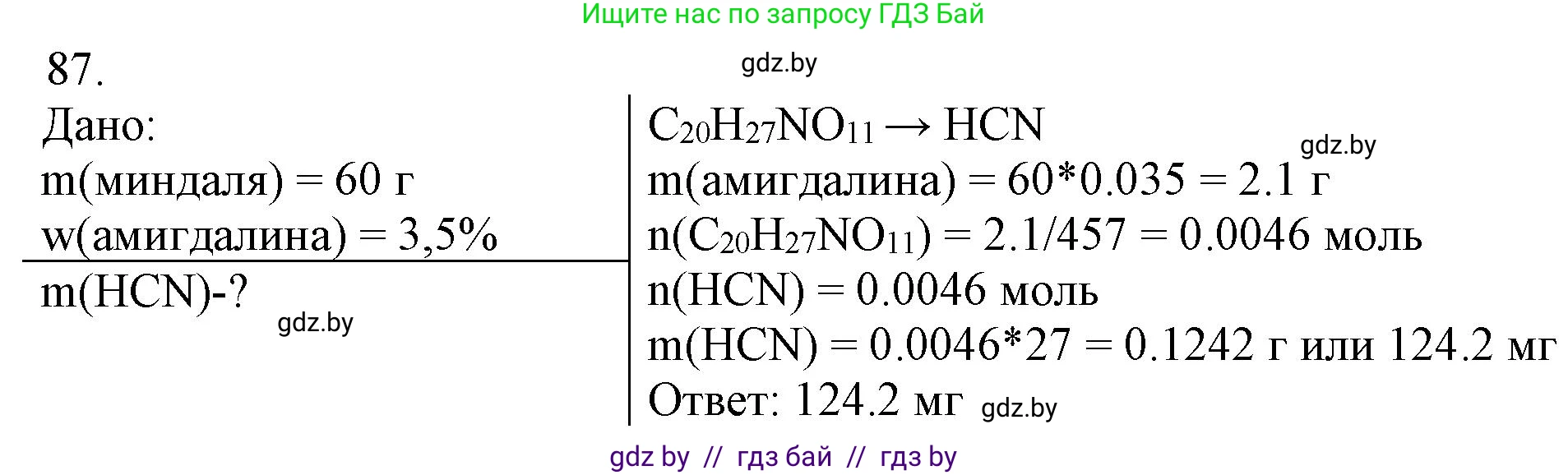 Химия, 11 класс Сборник задач, авторы: Хвалюк Виктор Николаевич, Резяпкин Виктор Ильич, издательство Адукацыя i выхаванне, Минск, 2023, зелёного цвета, страница 20, номер 87, Решение