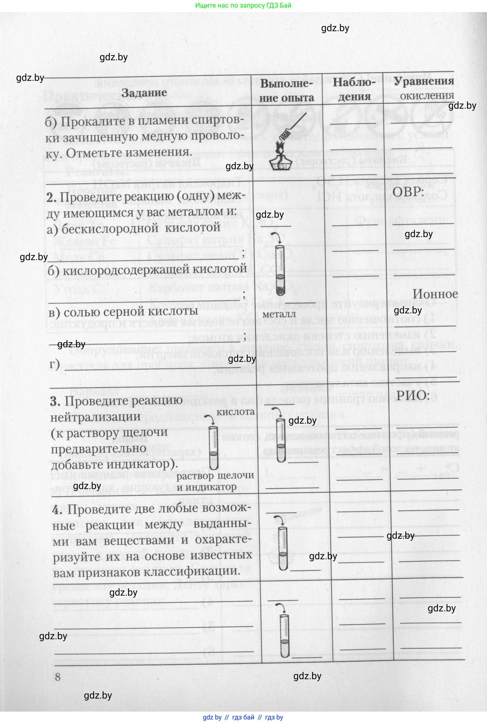 Химия, 11 класс Тетрадь для практических работ, автор: Борушко Ирина Ивановна, издательство Сэр-Вит, Минск, 2022, оранжевого цвета, Часть 1, страница 8