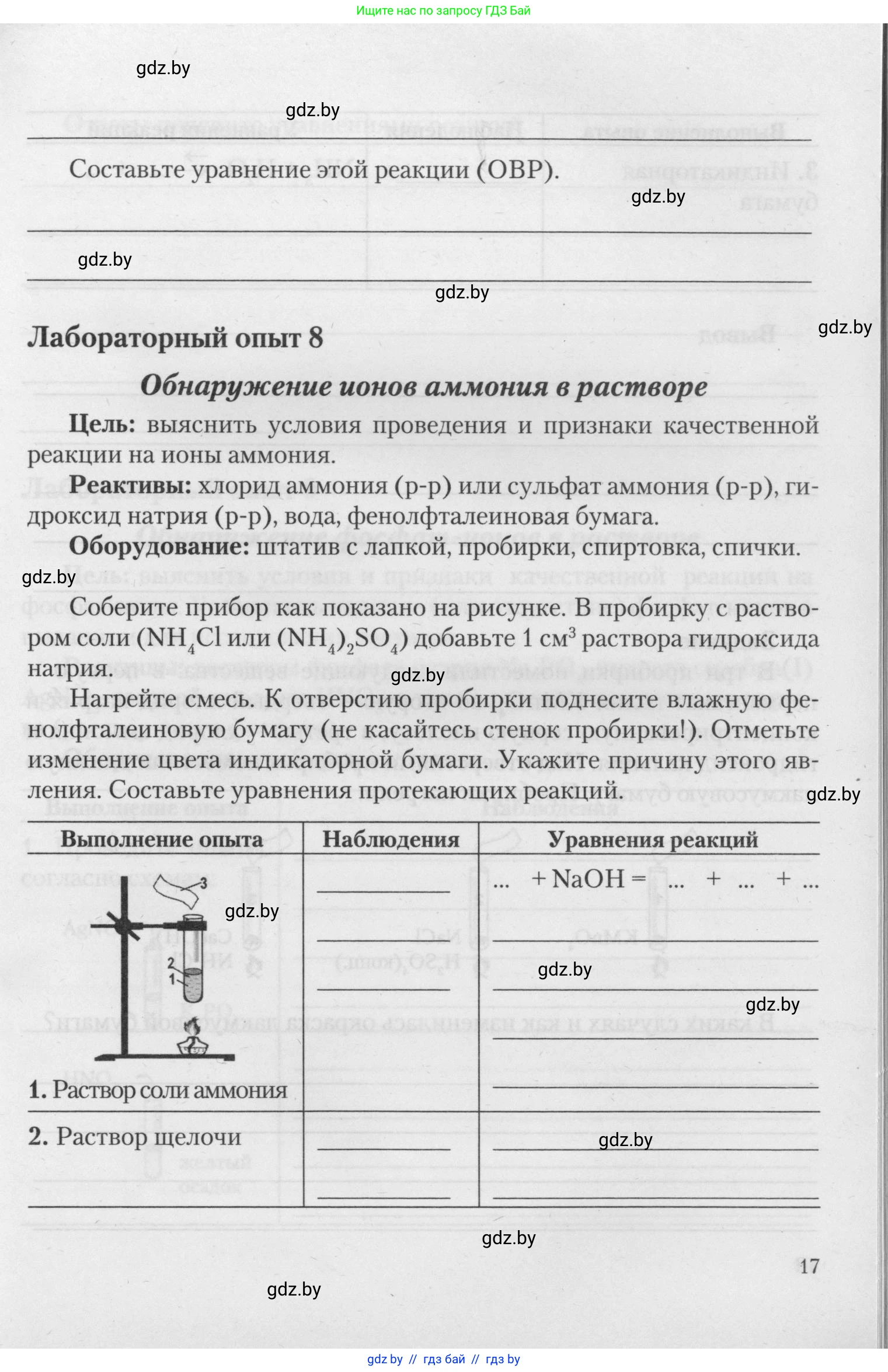 Химия, 11 класс Тетрадь для практических работ, автор: Борушко Ирина Ивановна, издательство Сэр-Вит, Минск, 2021, розового цвета, Часть 2, страница 17