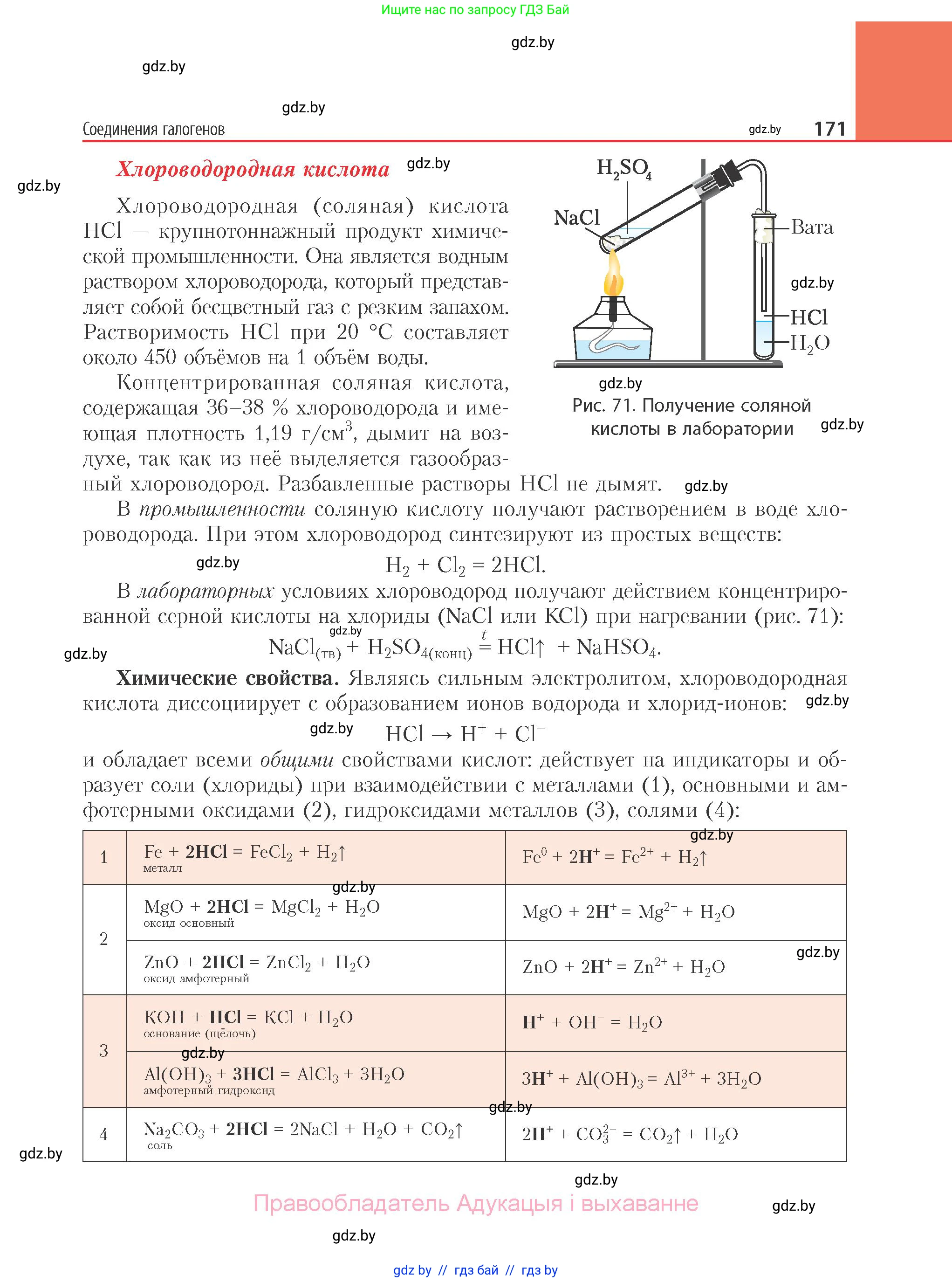 Химия, 11 класс Учебник, авторы: Мычко Дмитрий Иванович, Прохоревич Константин Николаевич, Борушко Ирина Ивановна, издательство Адукацыя i выхаванне, Минск, 2021, зелёного цвета, страница 171